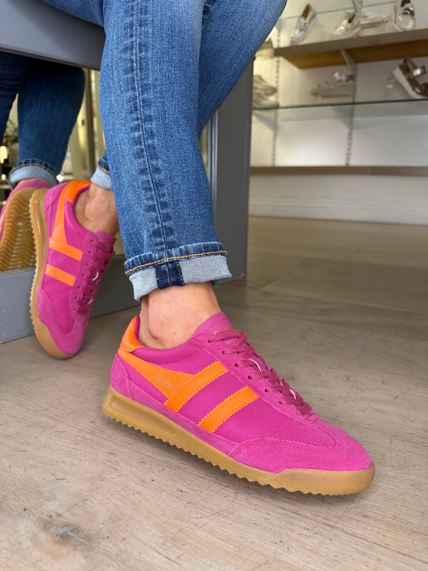 Gola - Tornado Fuchsia Pink Trainer With Orange Trim
