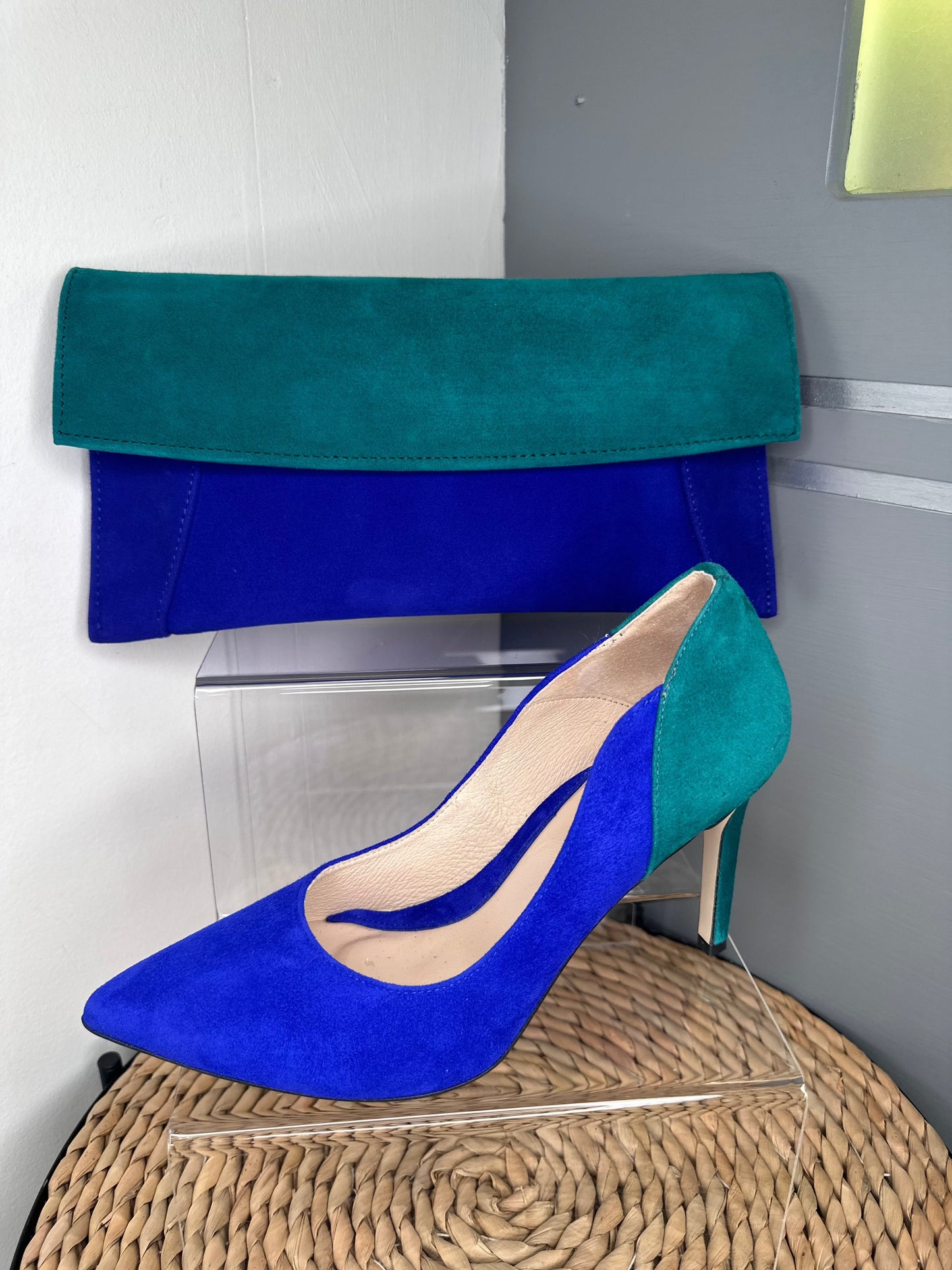 Emis -Cobalt Blue/Green Suede Court Shoe
