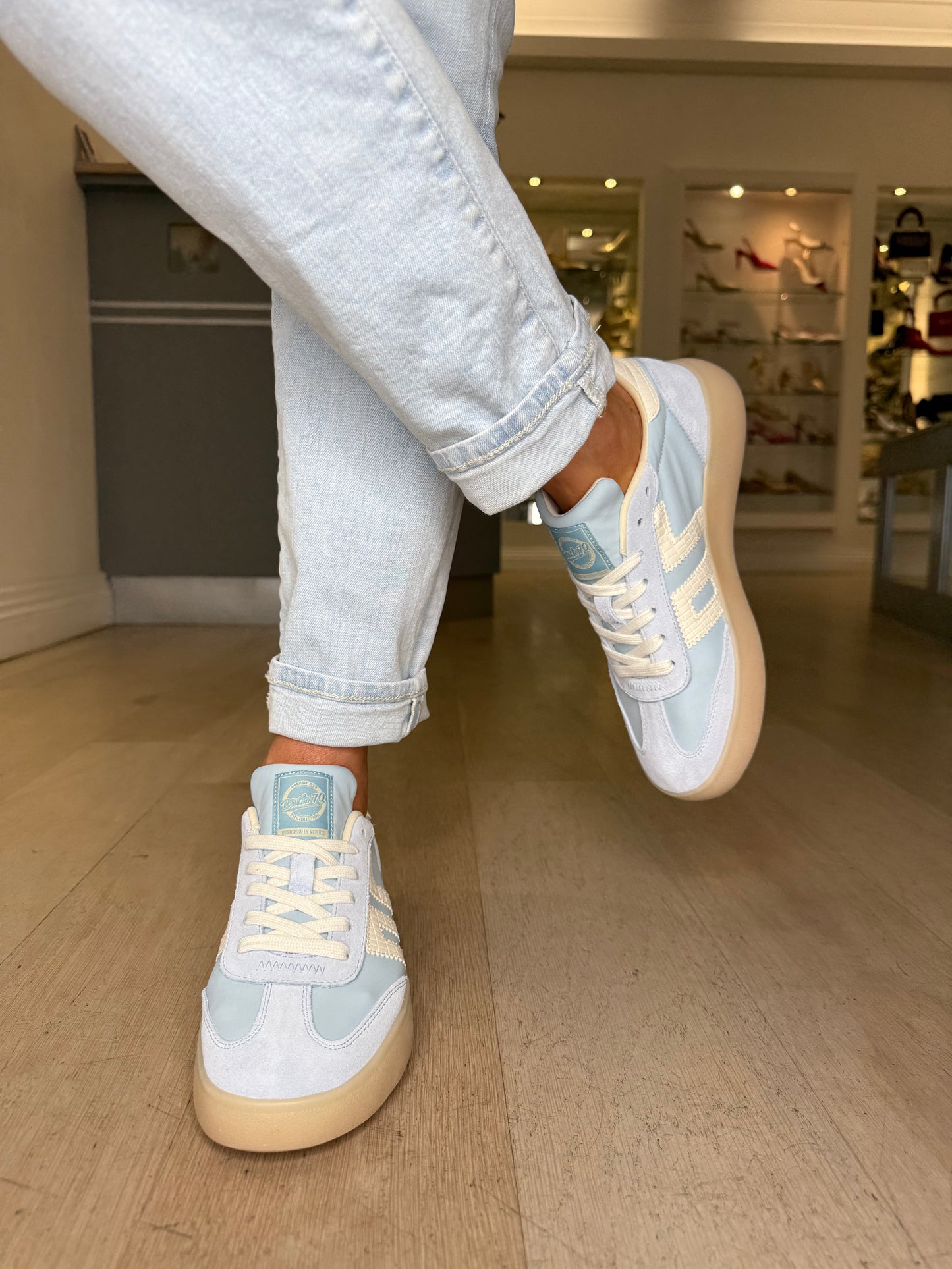 Back 70 - Sky Blue Platform Trainer With Fresh White Trim