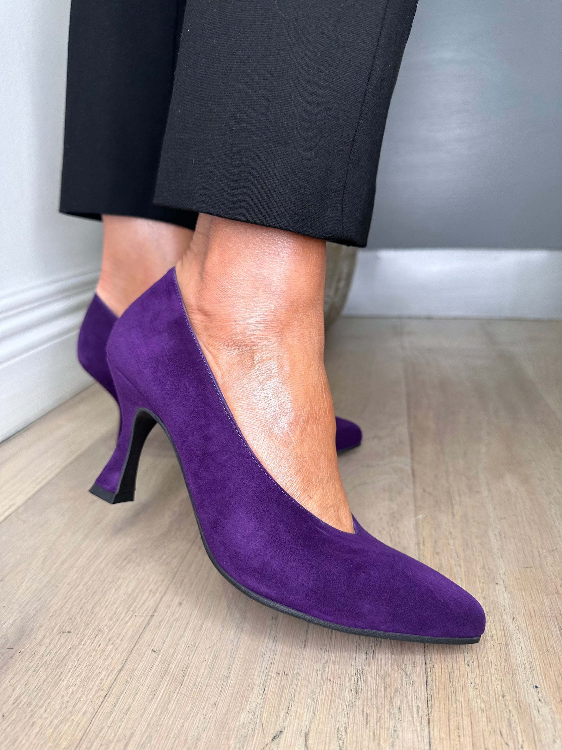 Marian Purple Suede Mid Heel Court Shoe Enzoshoesmonaghan