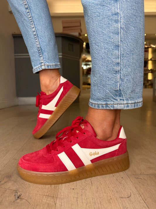 Gola - Grandslam Red Suede / White Trim  Chunky Gum Sole Trainer