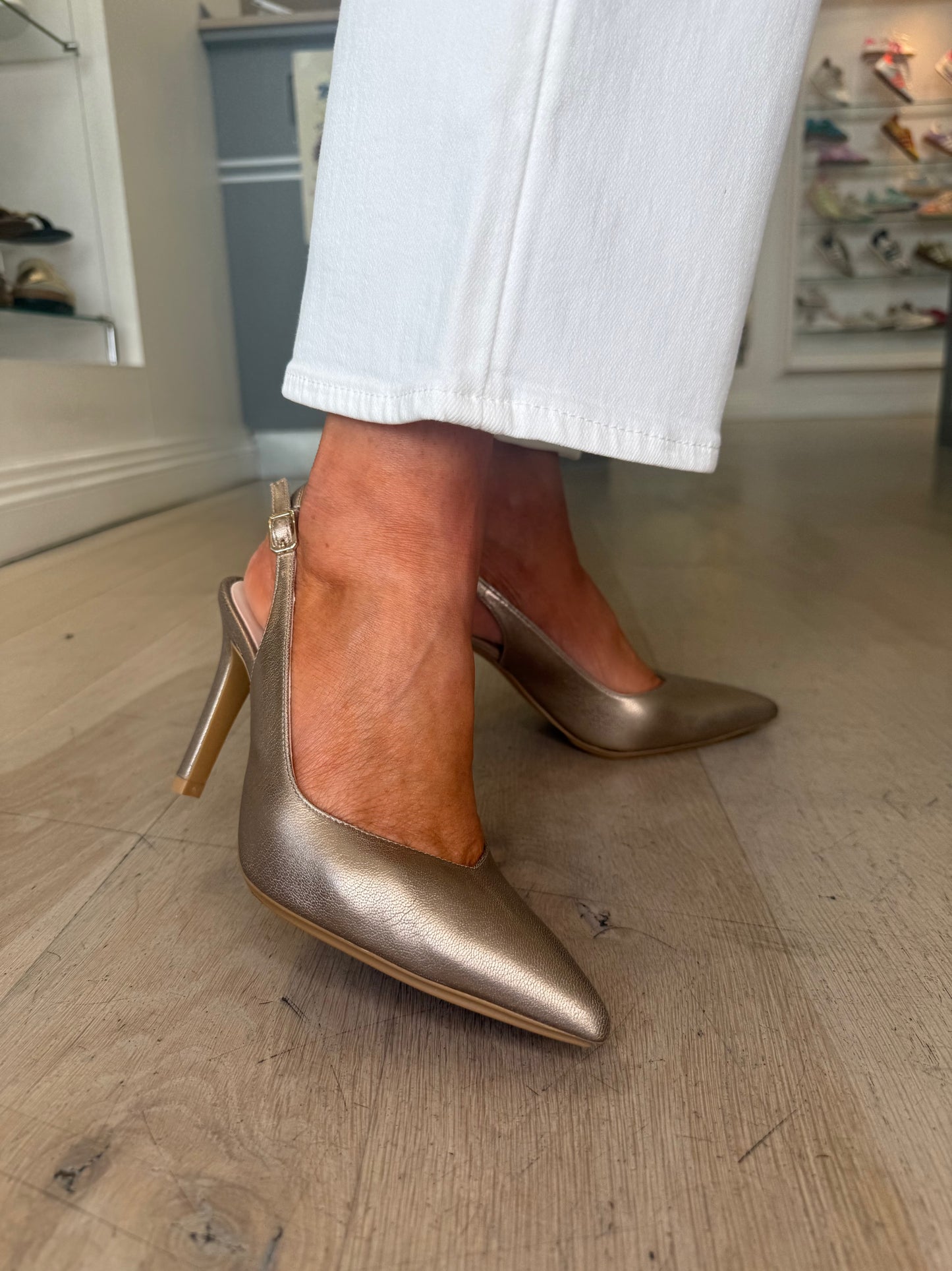 Lodi - Soft Metallic Bronze Pointy Toe Slingback Court