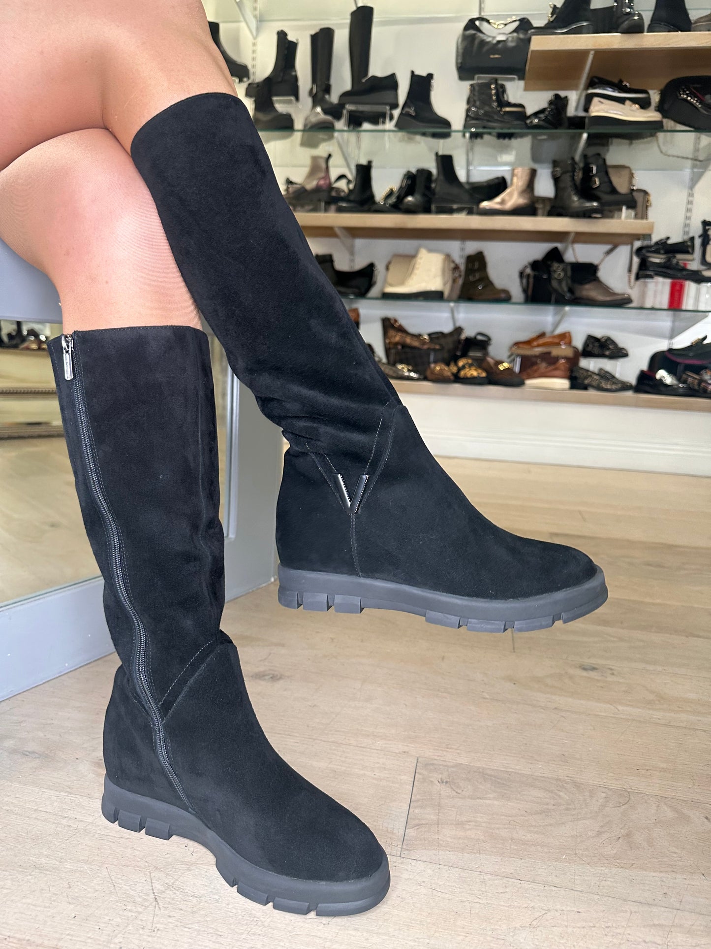 Loretta Vitale - Black Suede Long Black Boot