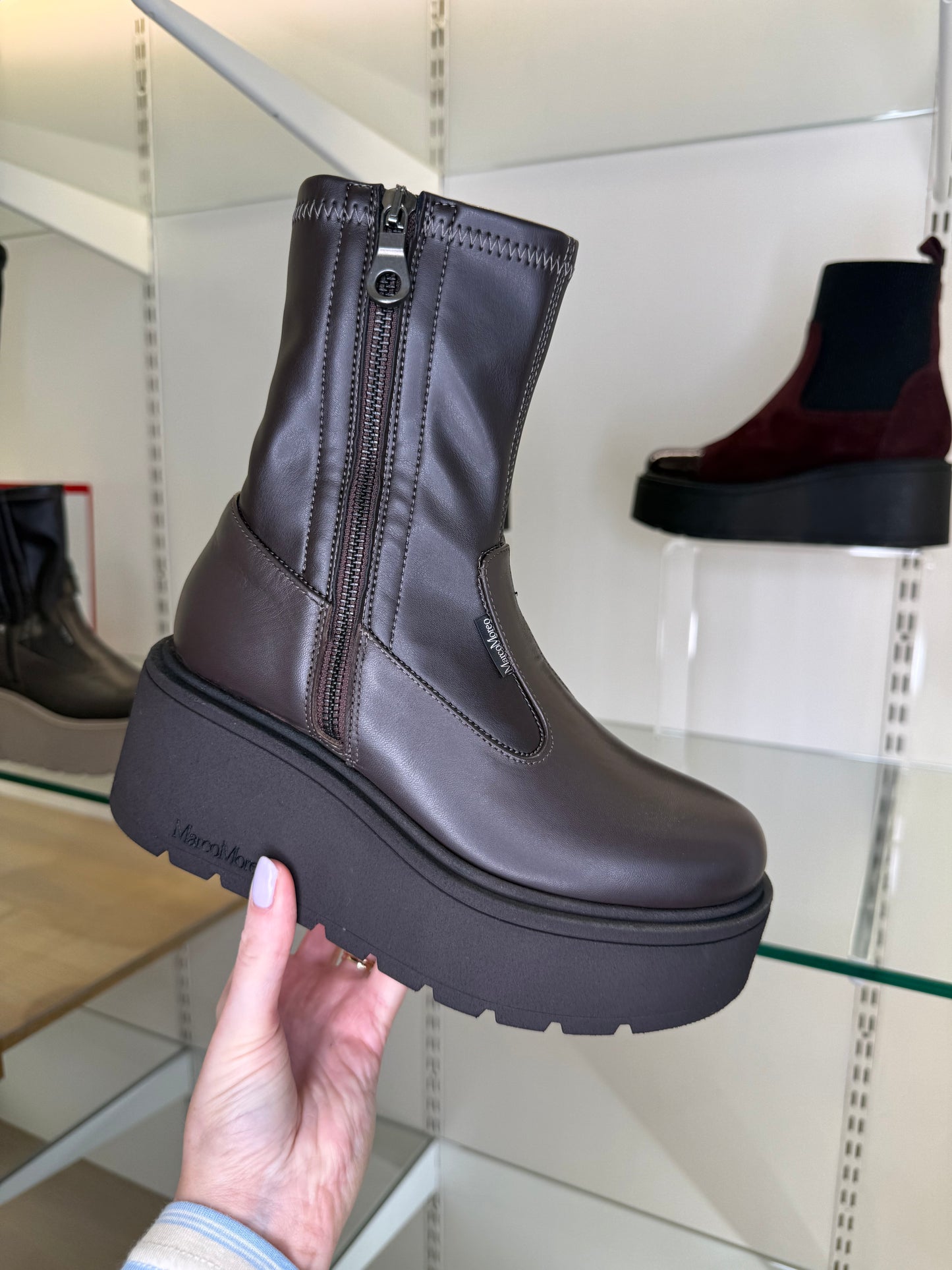 Marco Moreo - Jessie Rich Dark Brown Leather Chunky Sole Platform Boot