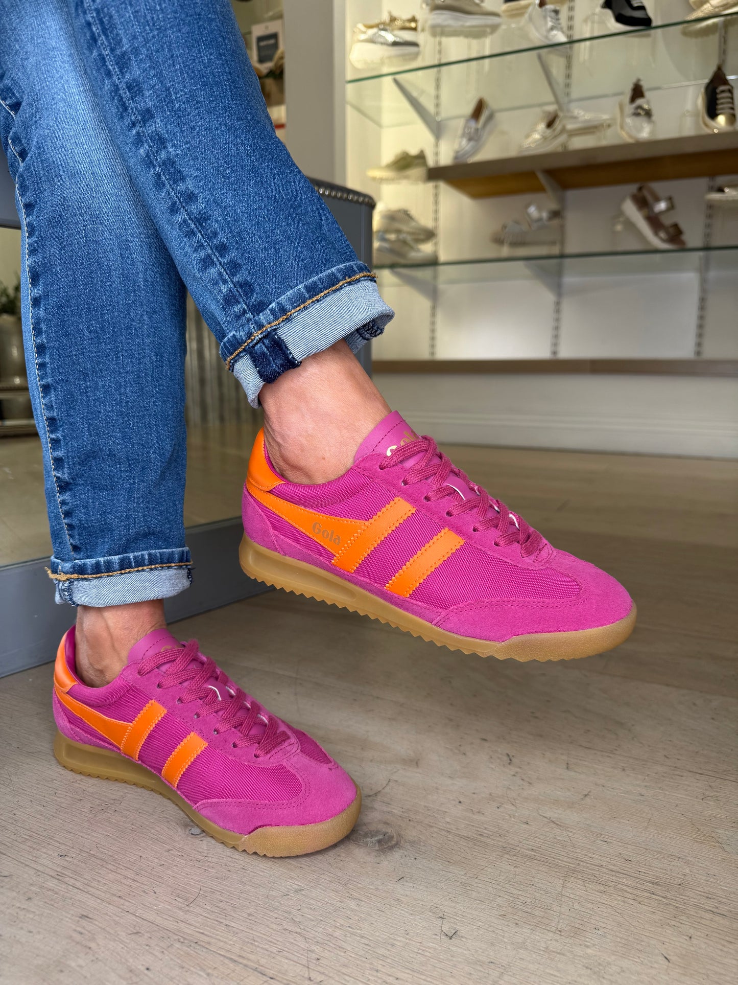 Gola - Tornado Fuchsia Pink Trainer With Orange Trim