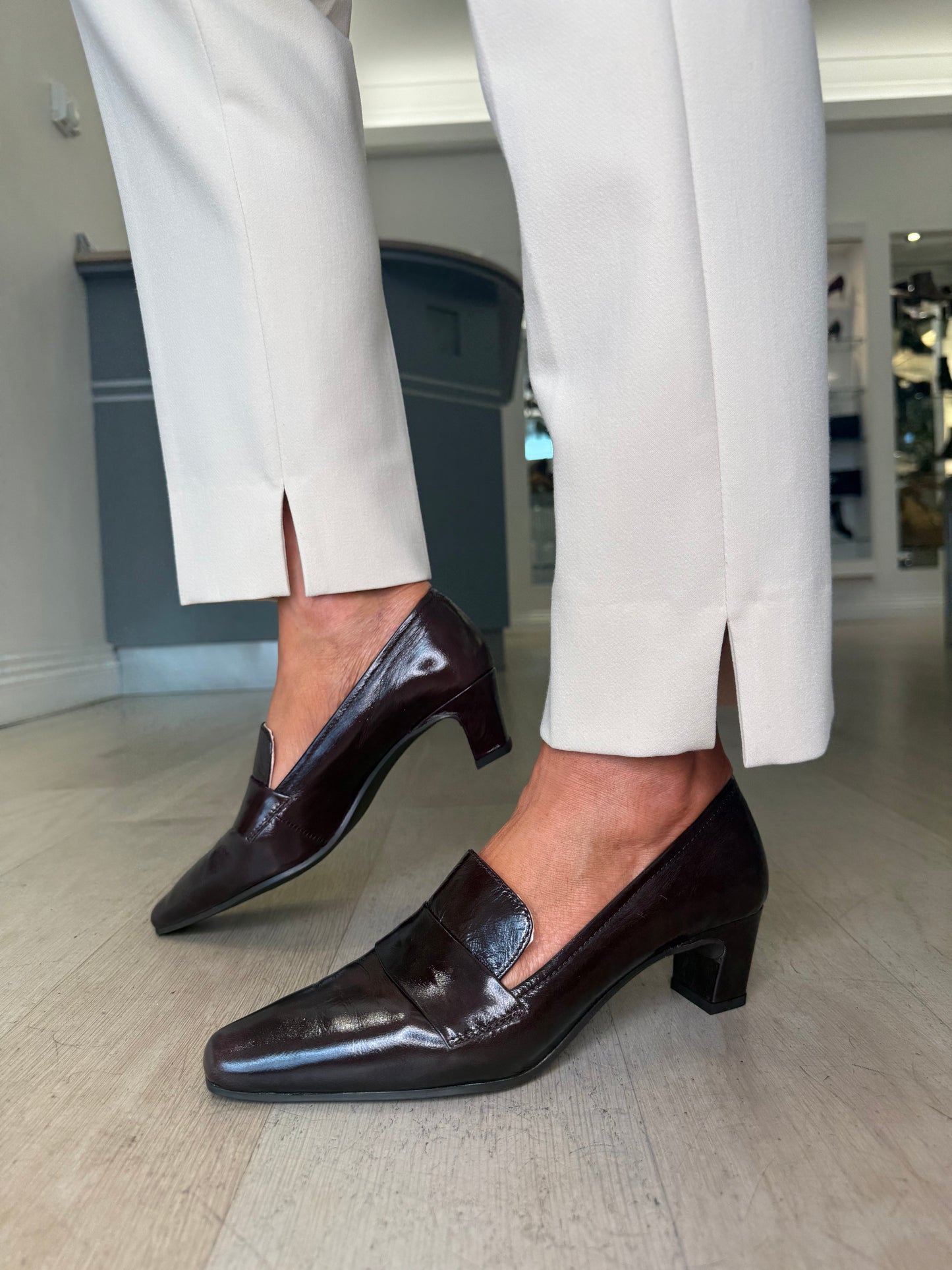 Unisa - Rich Brown Flexy Patent Slip On Shoe