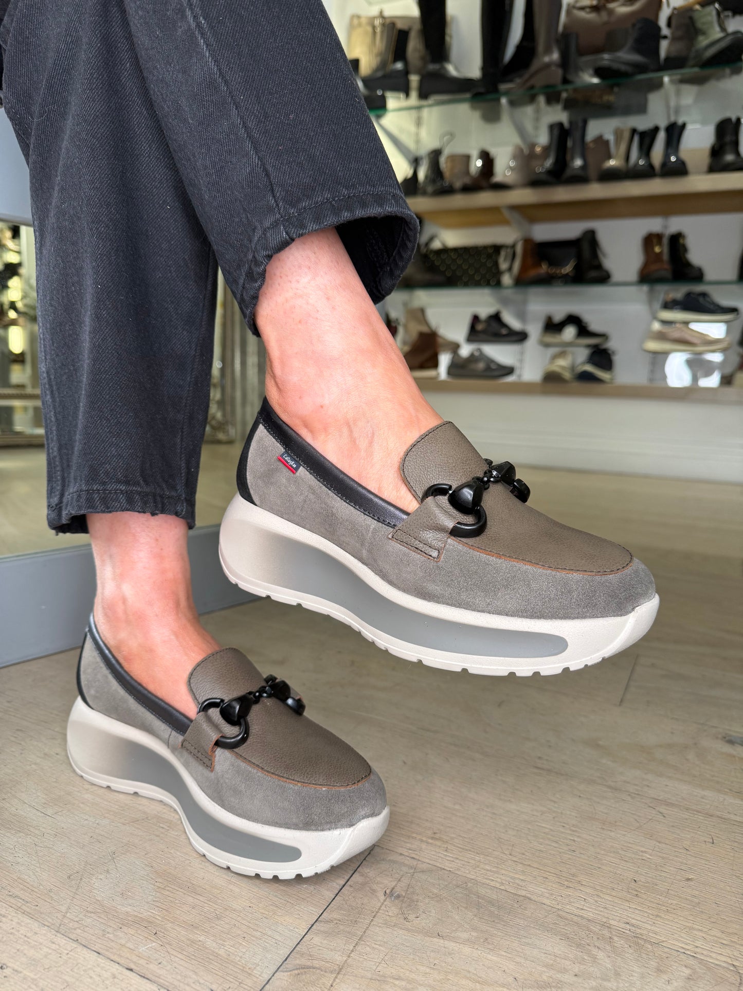 Callaghan - Soft Brown/ Taupe Mix Slip On Chunky Sole Shoe