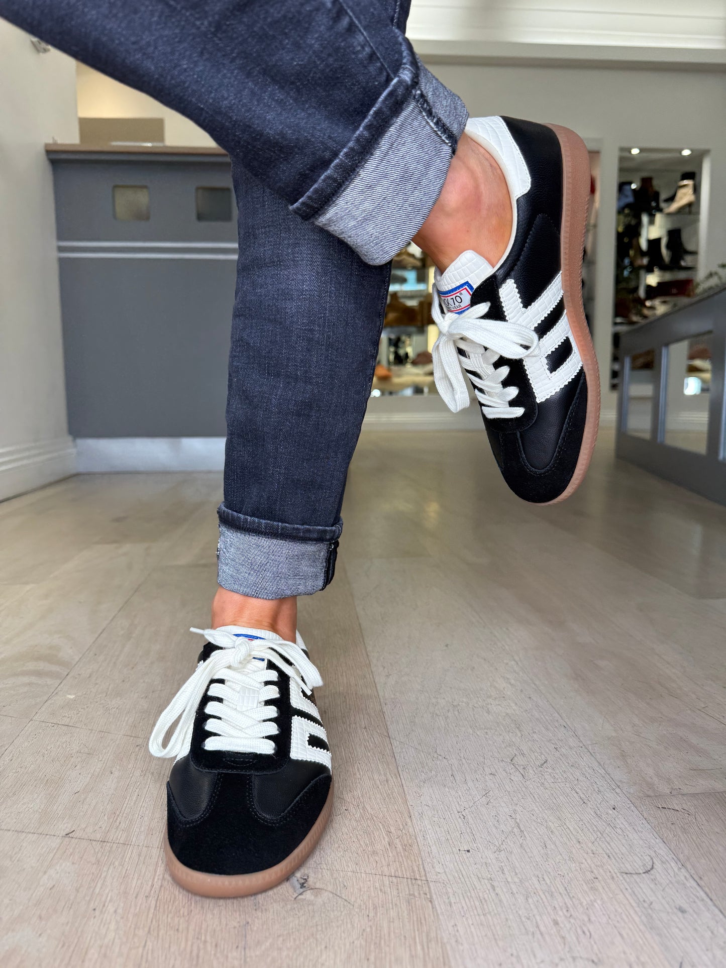 Back 70 - Cloud Black Suede & Leather mix Trainer