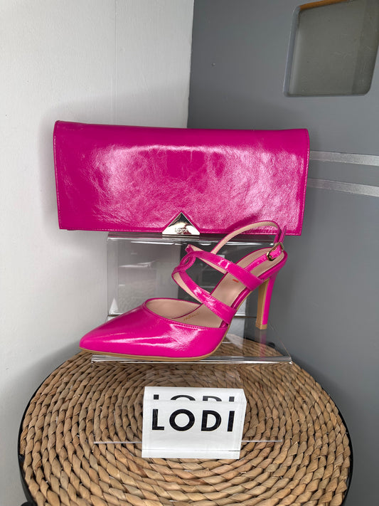 Lodi - Matching 'Hot' Pink Leather Clutch Bag L1610