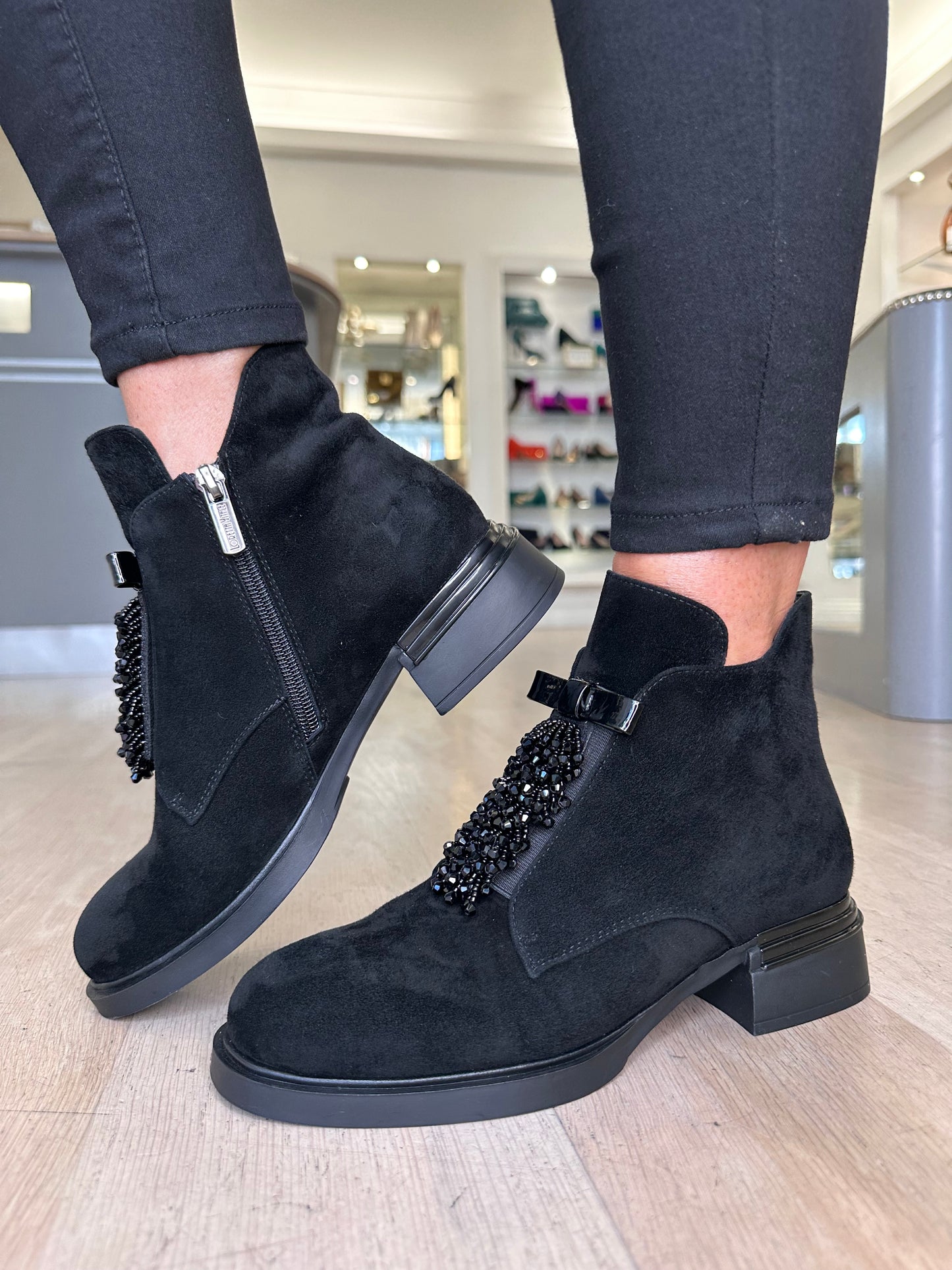 Loretta Vitale - Black Suede Chelsea Style Boot With A Tassel Trim