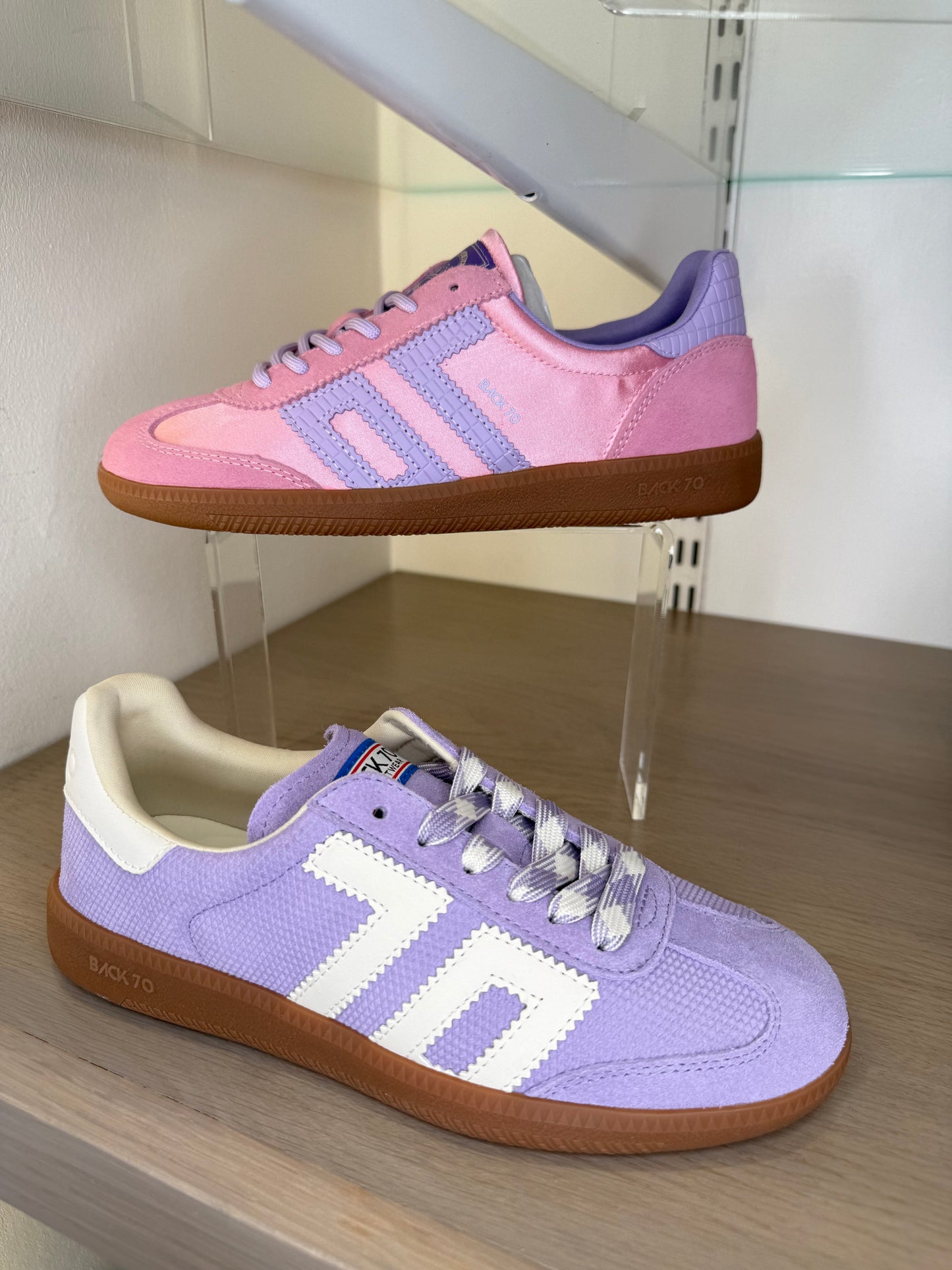 Back 70 -Lavender Suede Trainer With White Leather Trim