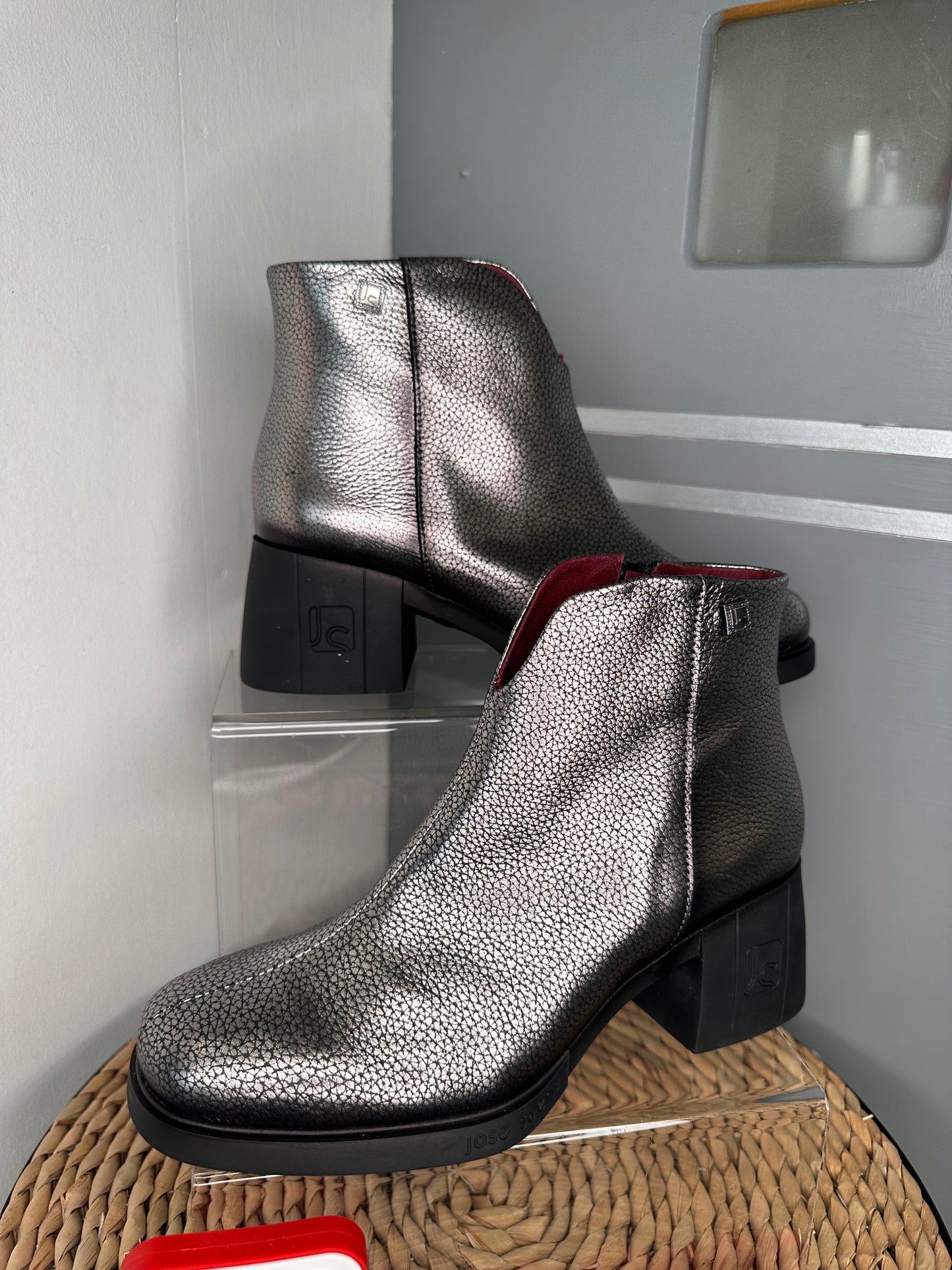 Jose Saenz - Silver Metallic Block Heel Boot