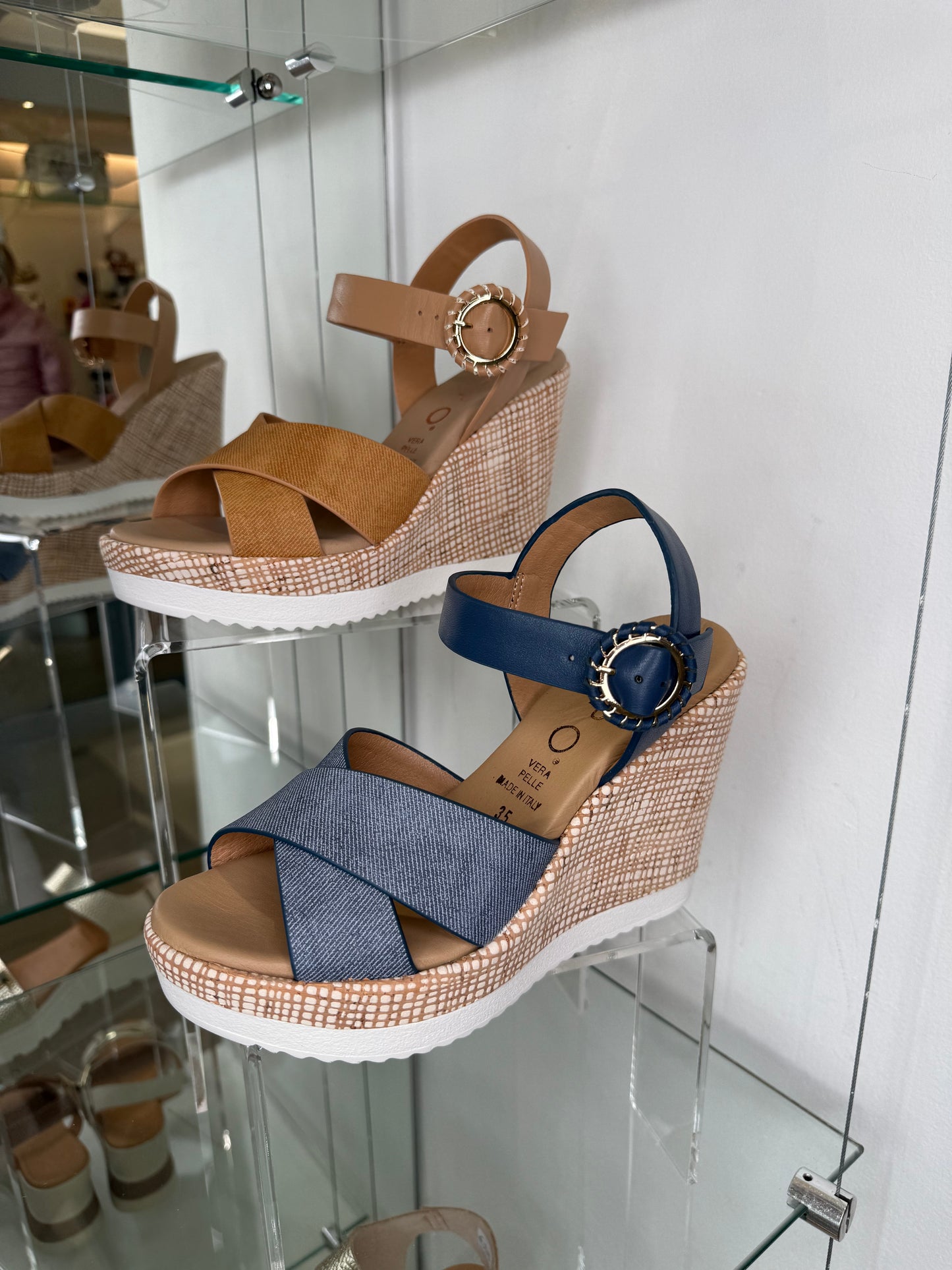 Repo - Denim Blue Strappy Wedge Sandal