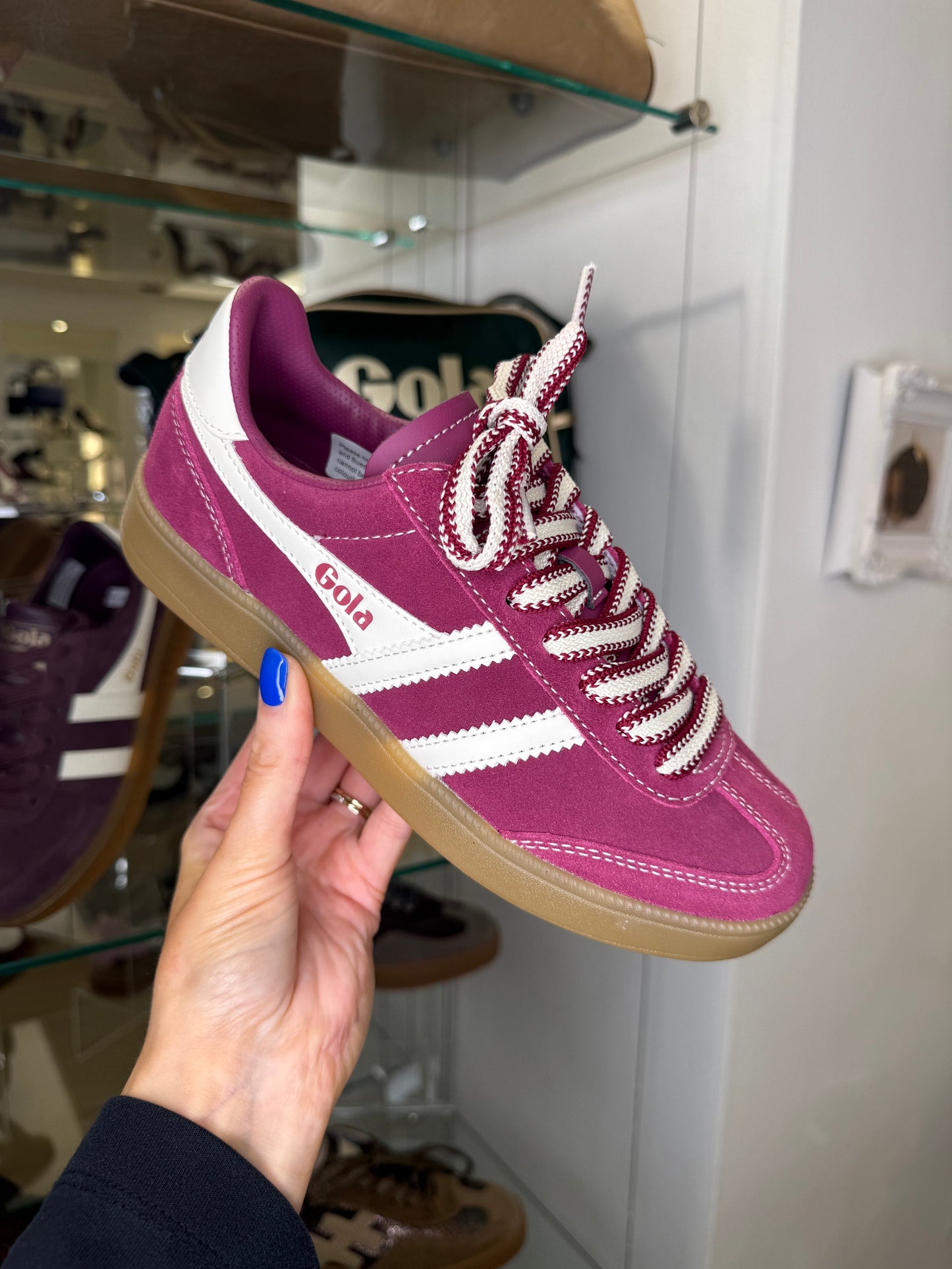 Gola - Viper Pink Suede Trainer With White Leather Trim