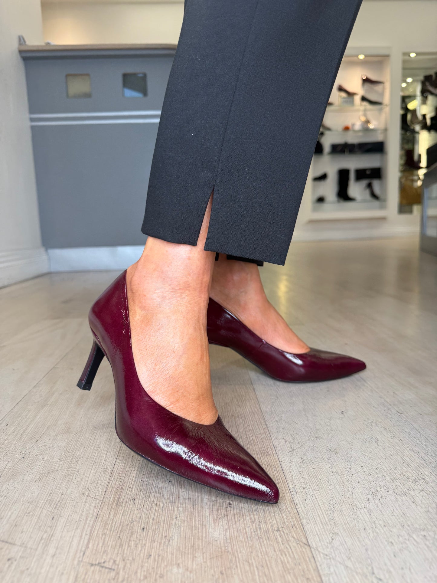 Unisa - Rich Wine Flexy Patent Mid Heel Classic Court Shoe