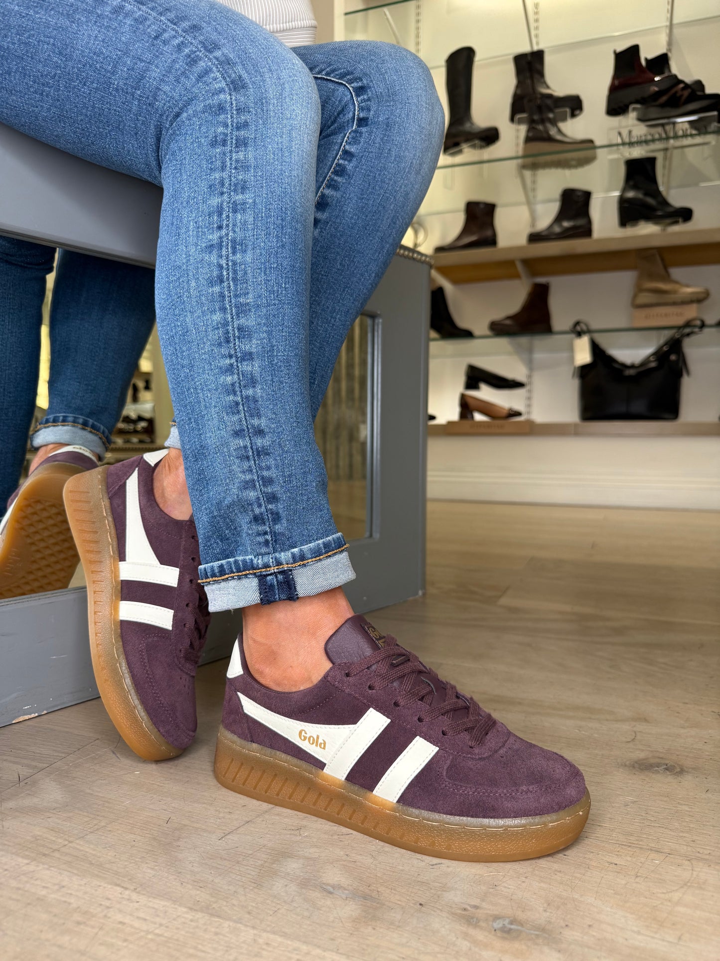 Gola - Grandslam Plum Suede Trainer With White Trim