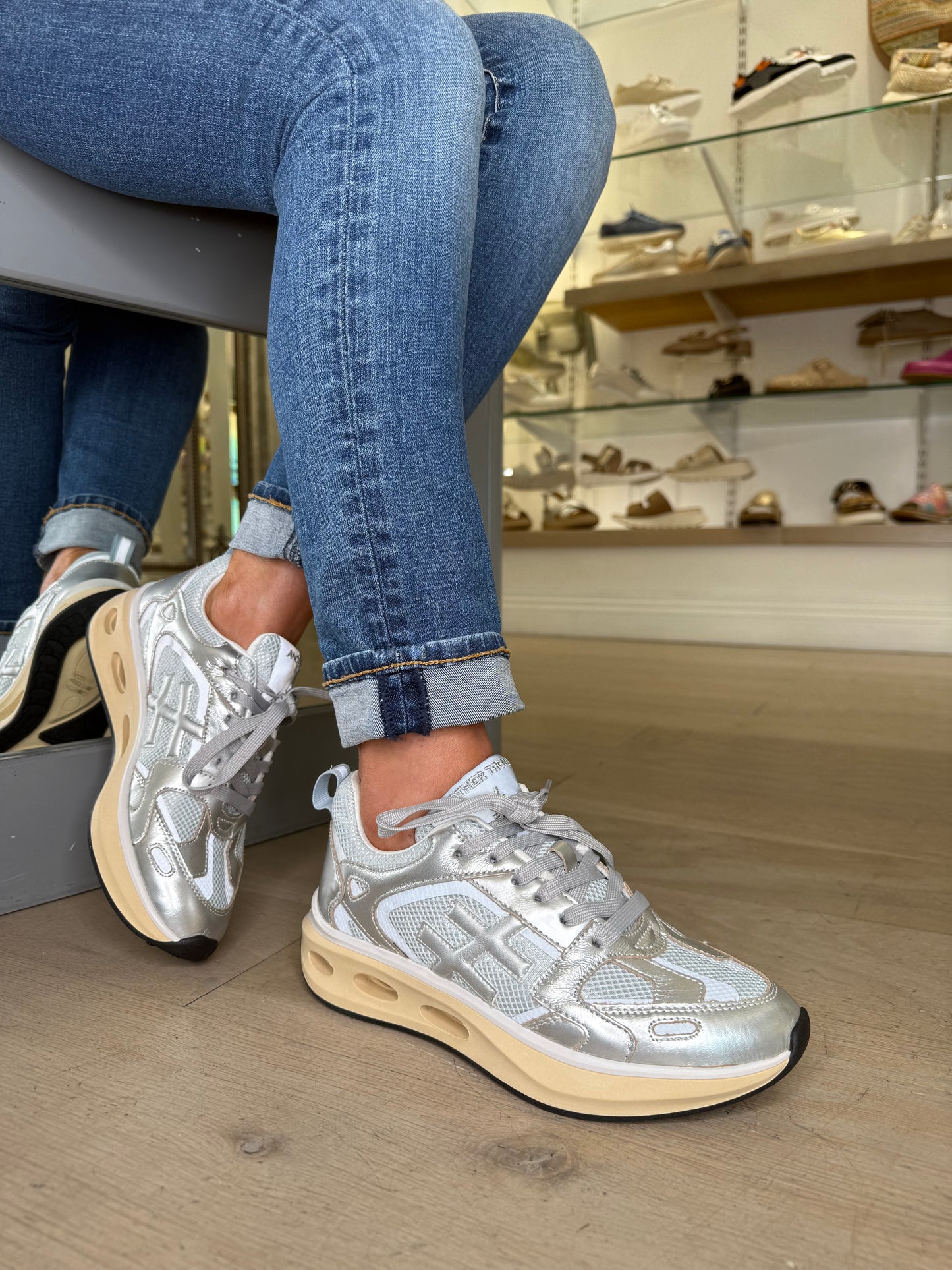 Another Trend - Metallic Silver Chunky Trainer