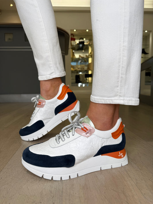 Jose Saenz - Navy, White & Orange Trim Lace Up Trainer