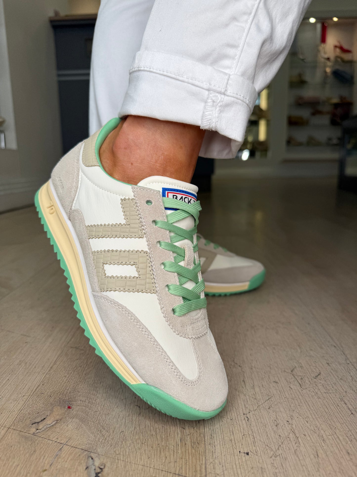 Back 70 - Mint Green/Stone Suede Trainer