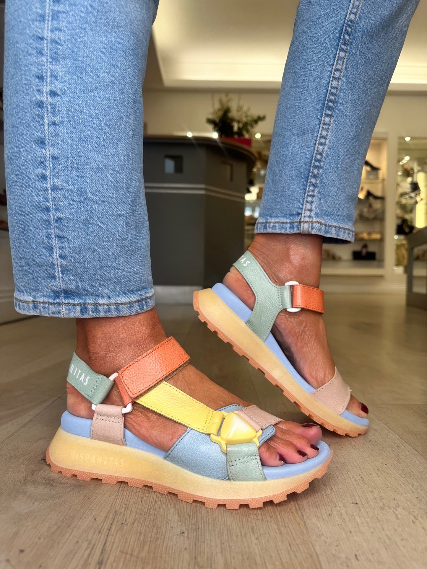 Hispanitas - Multi Coloured Leather Sandal With Velcro Strap