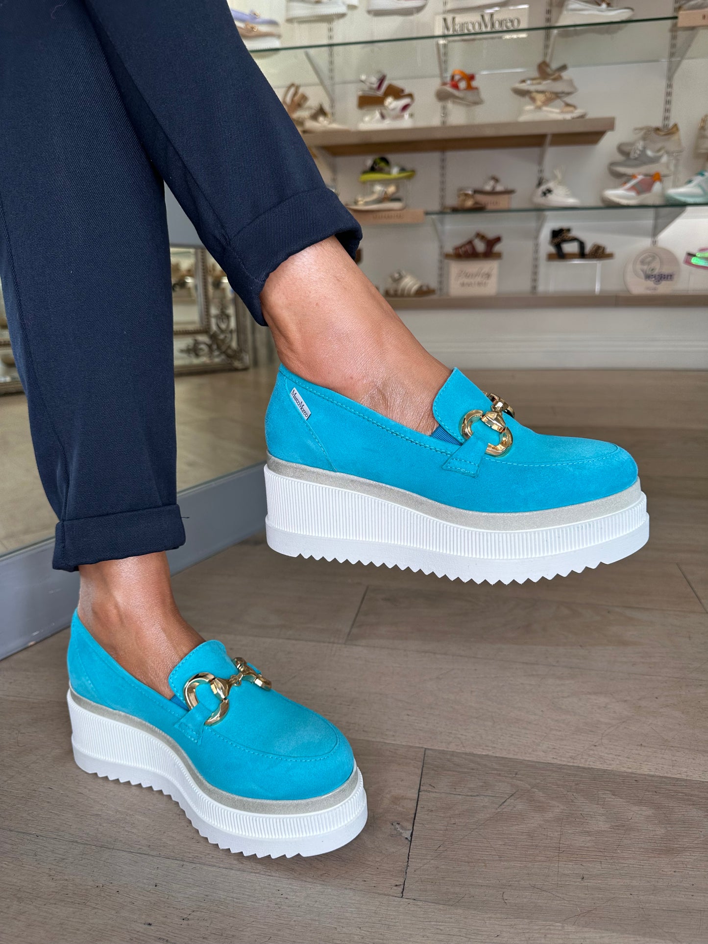 Marco Moreo - Turquoise Suede Chunky Slip On Shoe