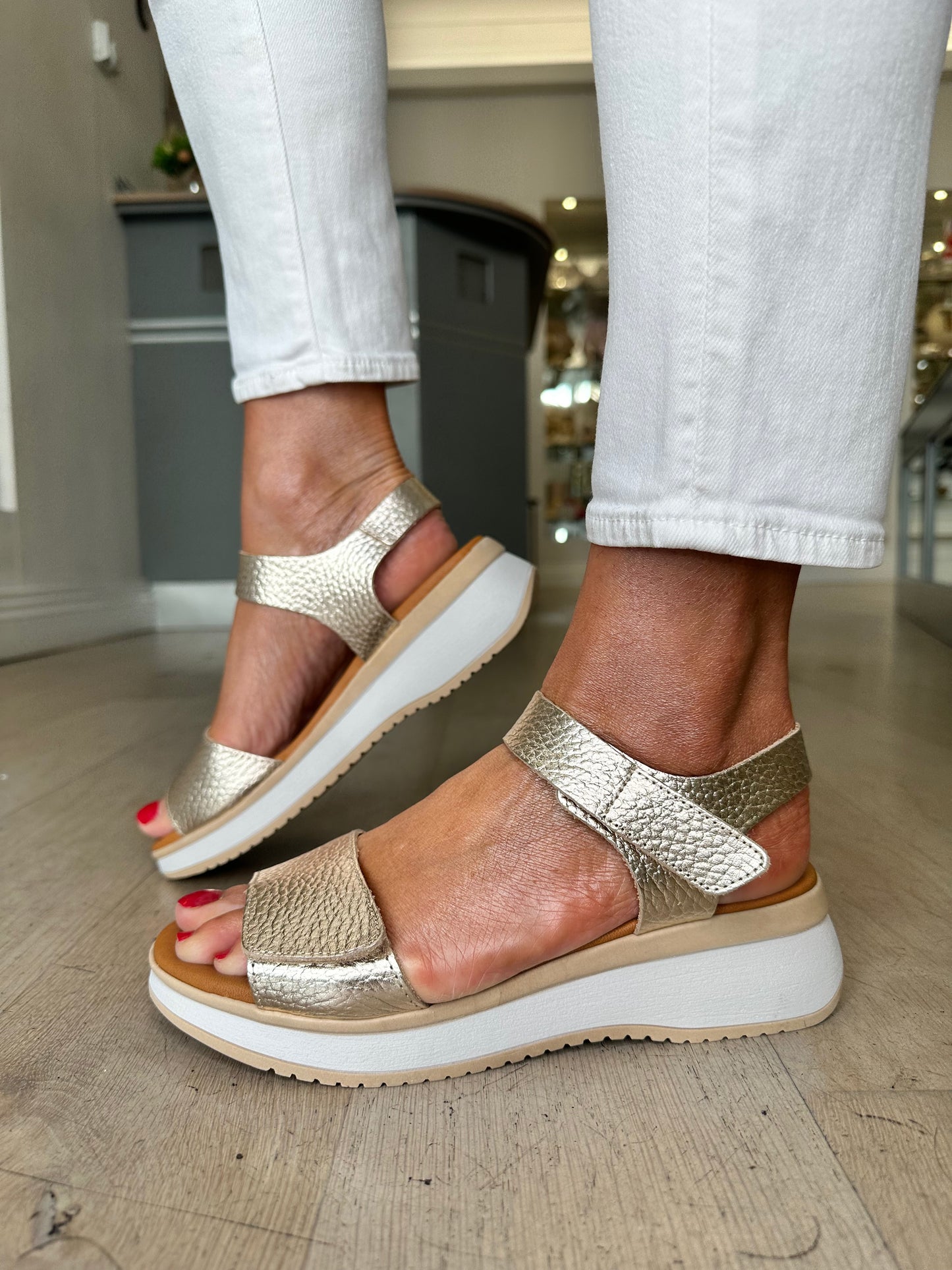 Oh My Sandals - Gold Double Velcro Sandal