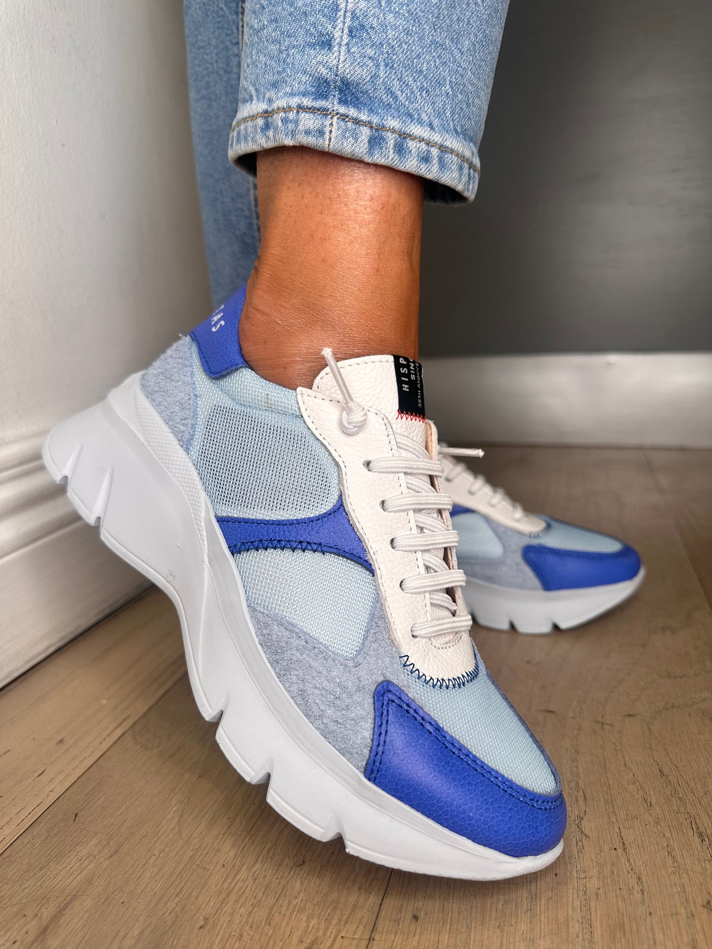 Hispanitas -Blue & White Mix Pull On Mesh Trainer