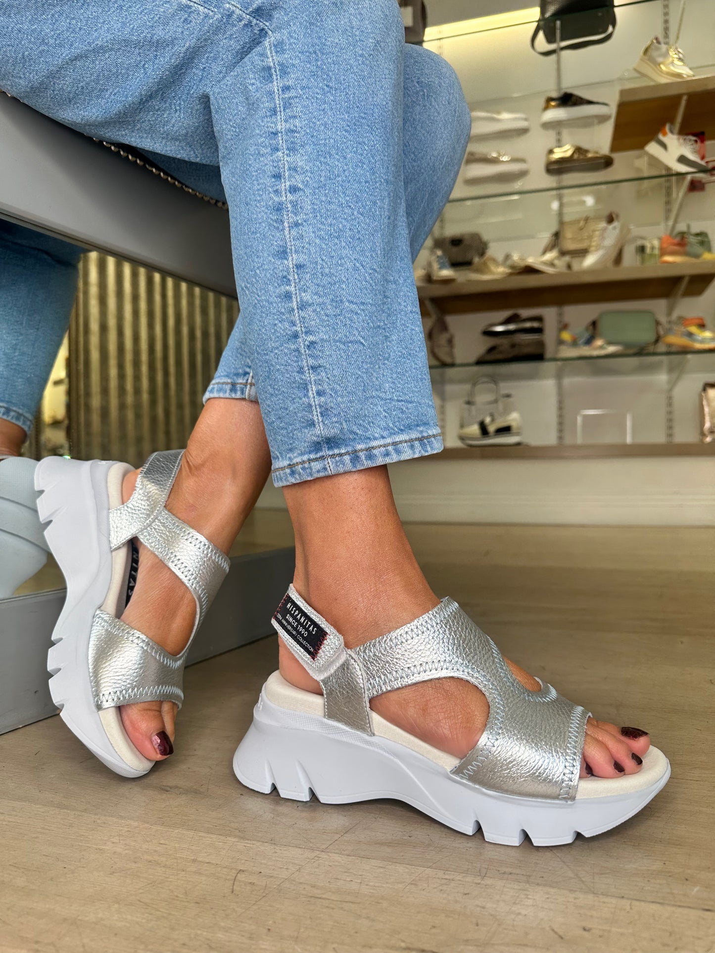 Hispanitas - Soft Metallic Silver Sporty Sole Sandal