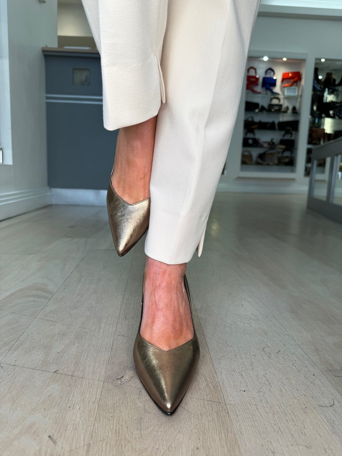 Lodi - Soft Bronze Pointy Toe Court Shoes