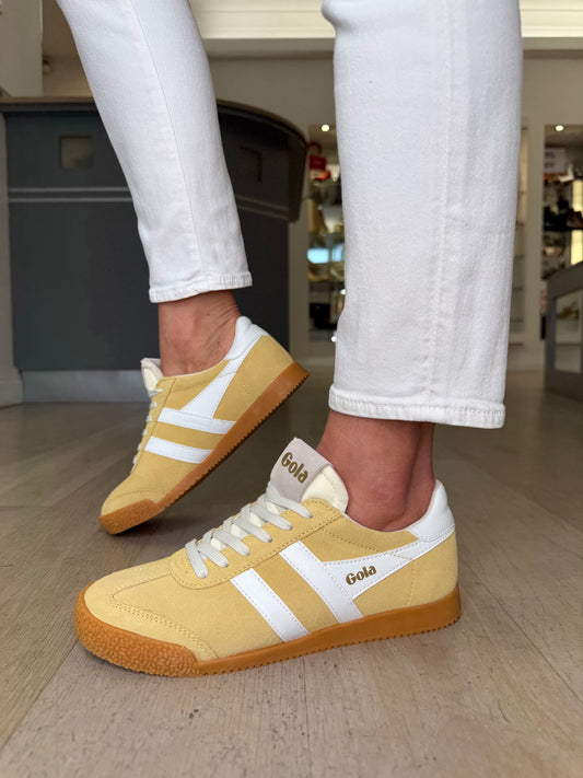 Gola - Elan Cornflower Yellow Suede Trainer With White Leather Trim