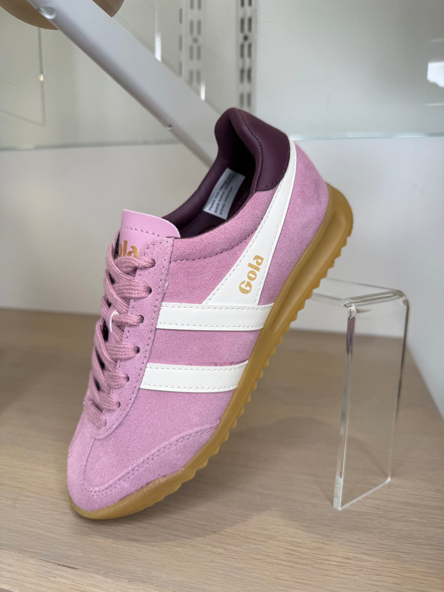 Gola - Torpedo Candy Pink Suede Trainer With White & Dark Wine Trim