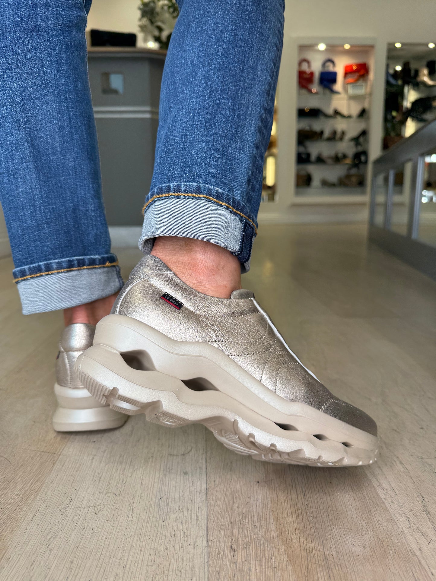 Callaghan - Soft Gold Pull On Chunky Trainer