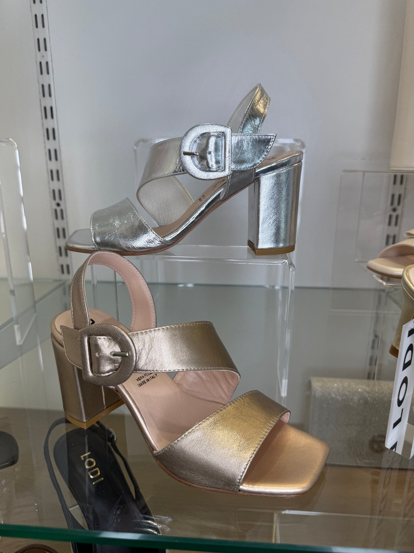 Repo - Soft Bronze Strappy Block Heel Sandal