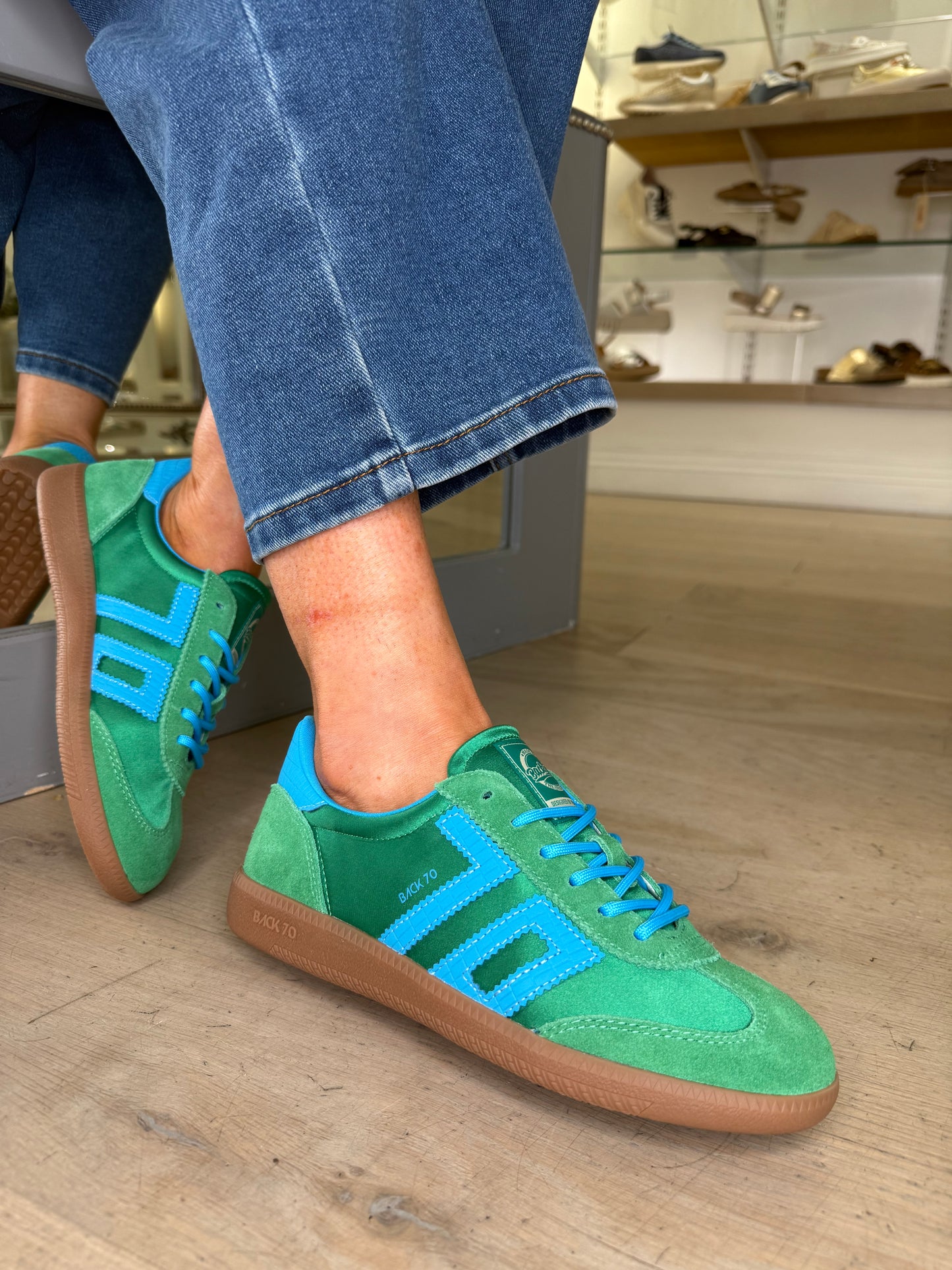 Back 70 - Vibrant Green/Blue Trim Trainer