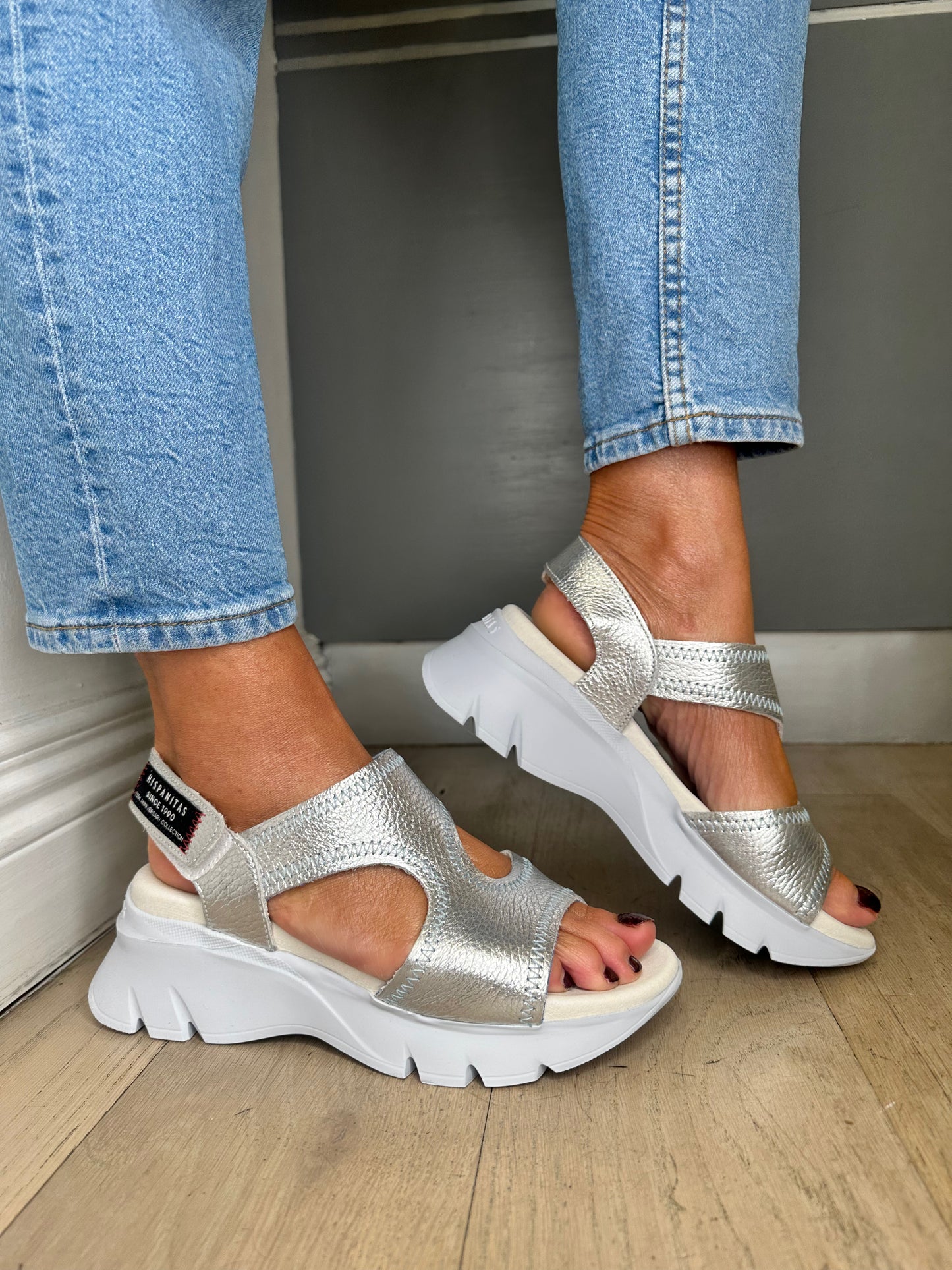 Hispanitas - Soft Metallic Silver Sporty Sole Sandal