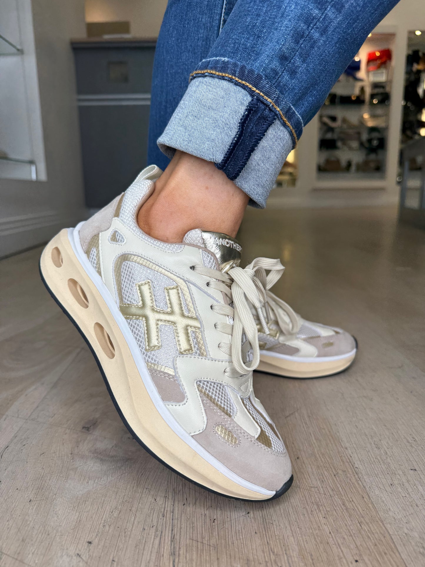 Another Trend - Cream & Beige Mix Sporty Sole Trainer