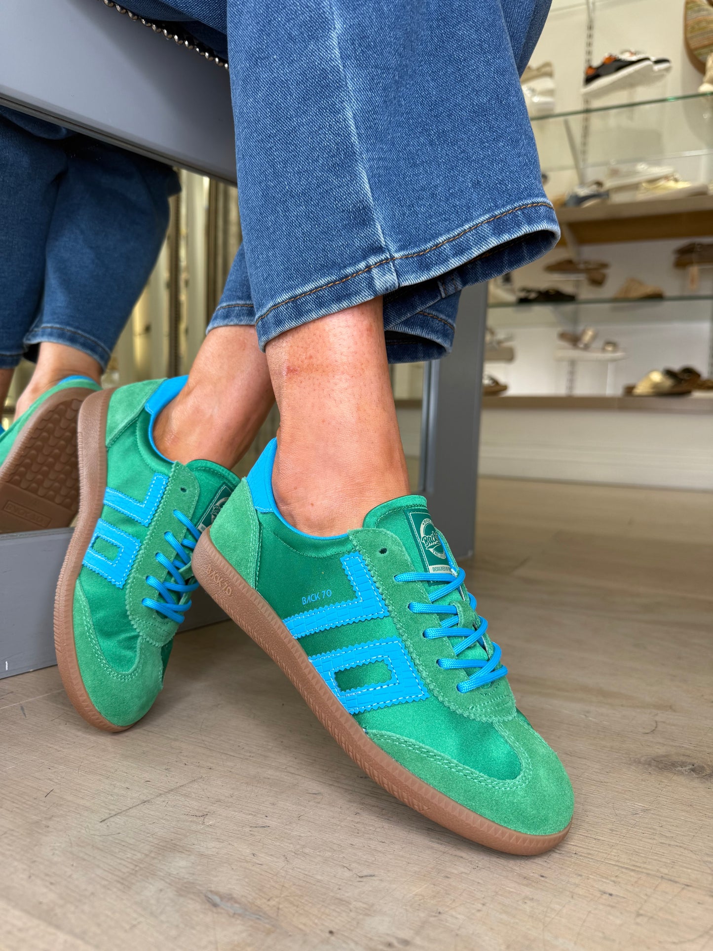 Back 70 - Vibrant Green/Blue Trim Trainer