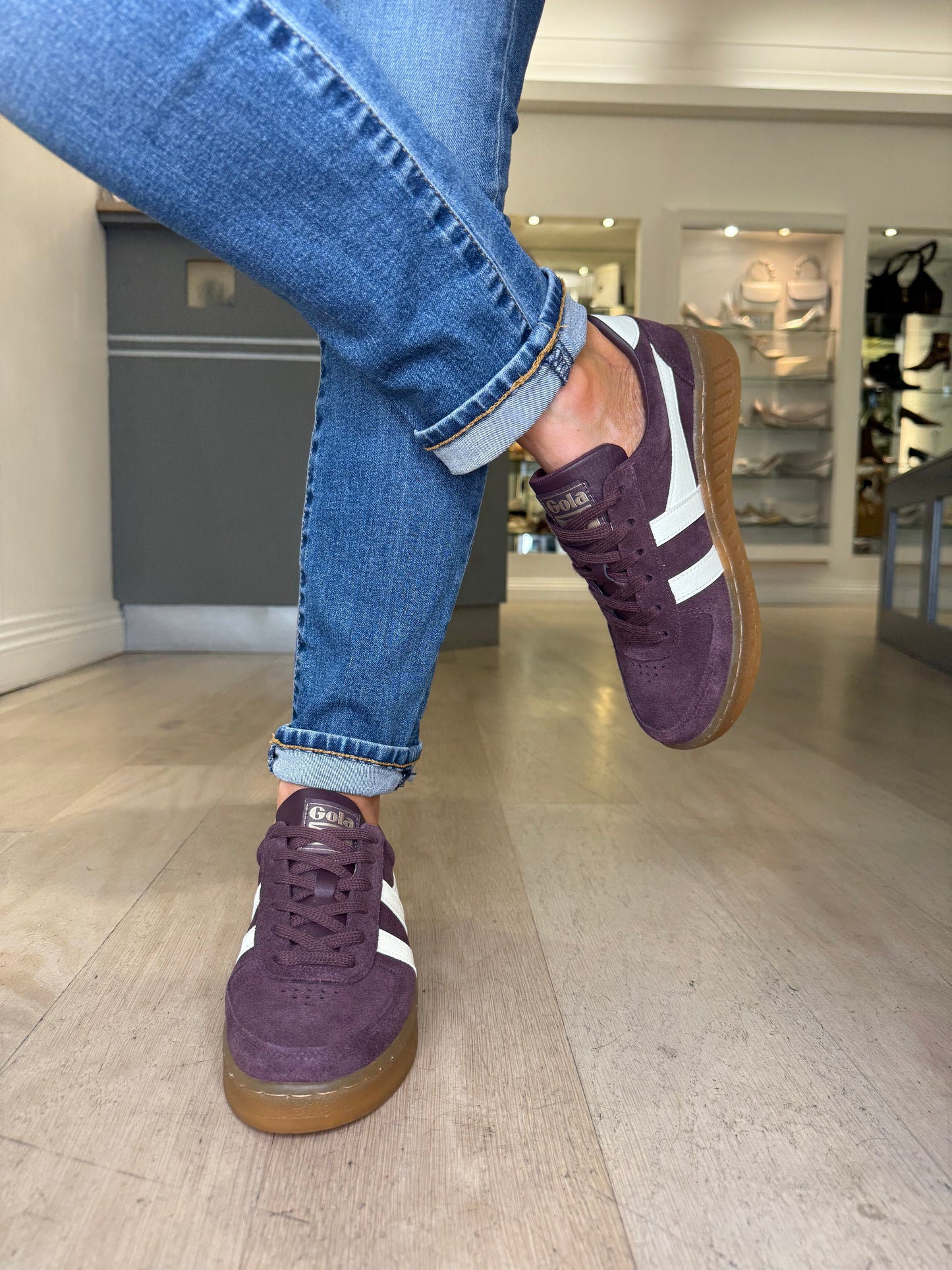 Gola - Grandslam Plum Suede Trainer With White Trim