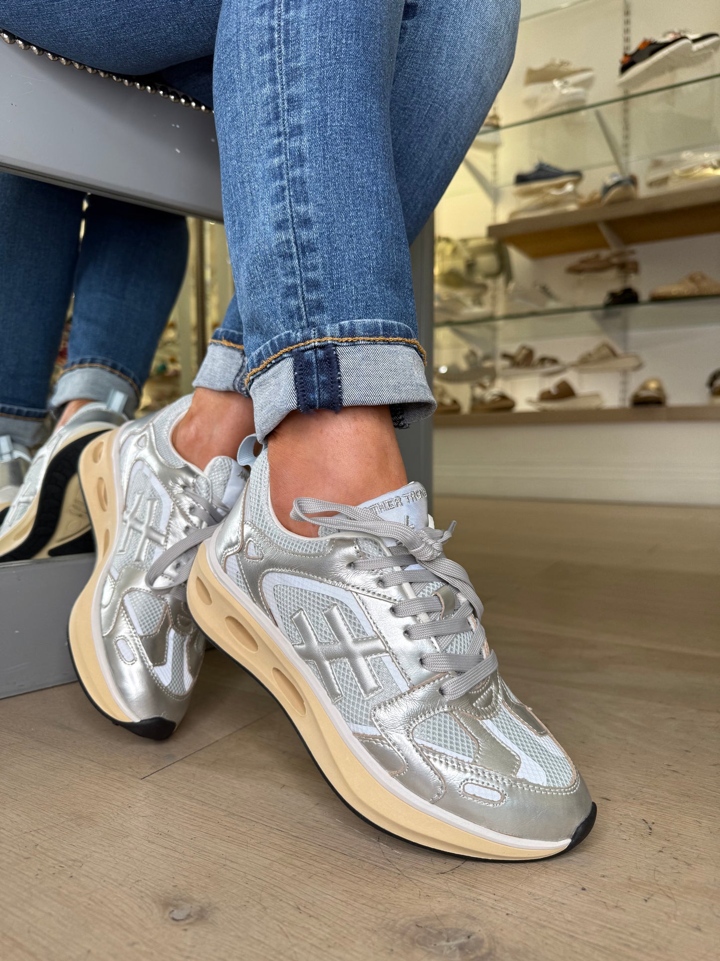 Another Trend - Metallic Silver Chunky Trainer