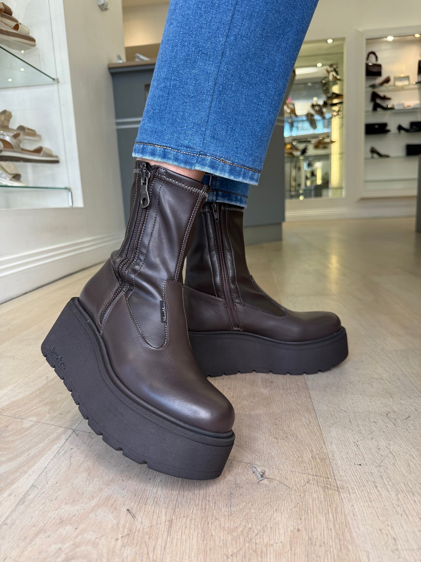 Marco Moreo - Jessie Rich Dark Brown Leather Chunky Sole Platform Boot