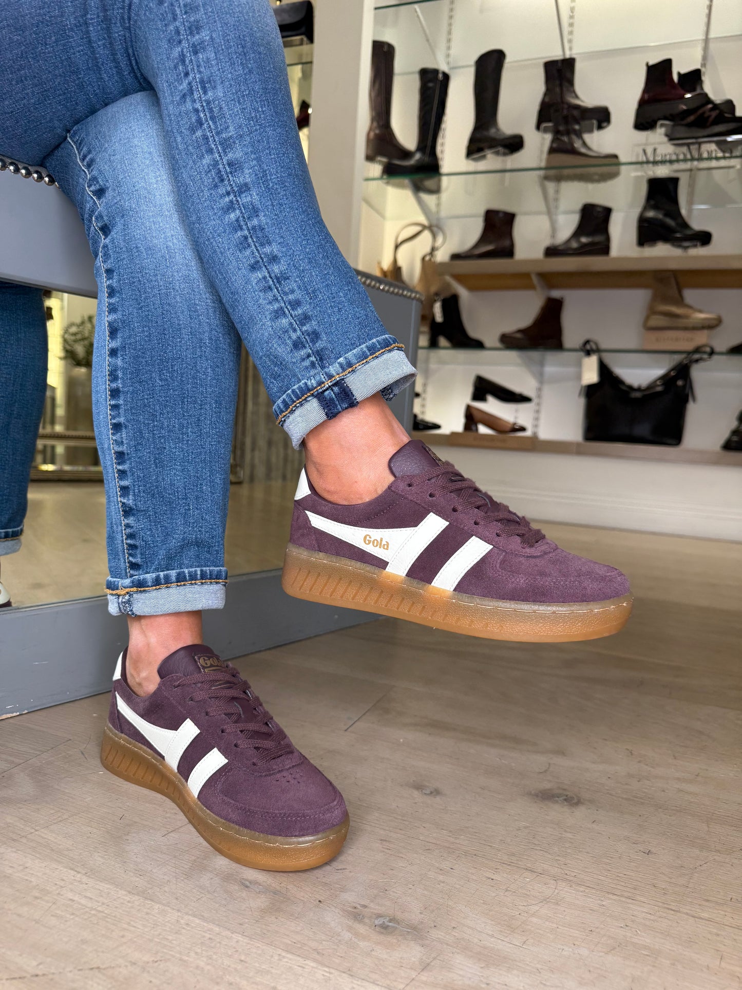 Gola - Grandslam Plum Suede Trainer With White Trim