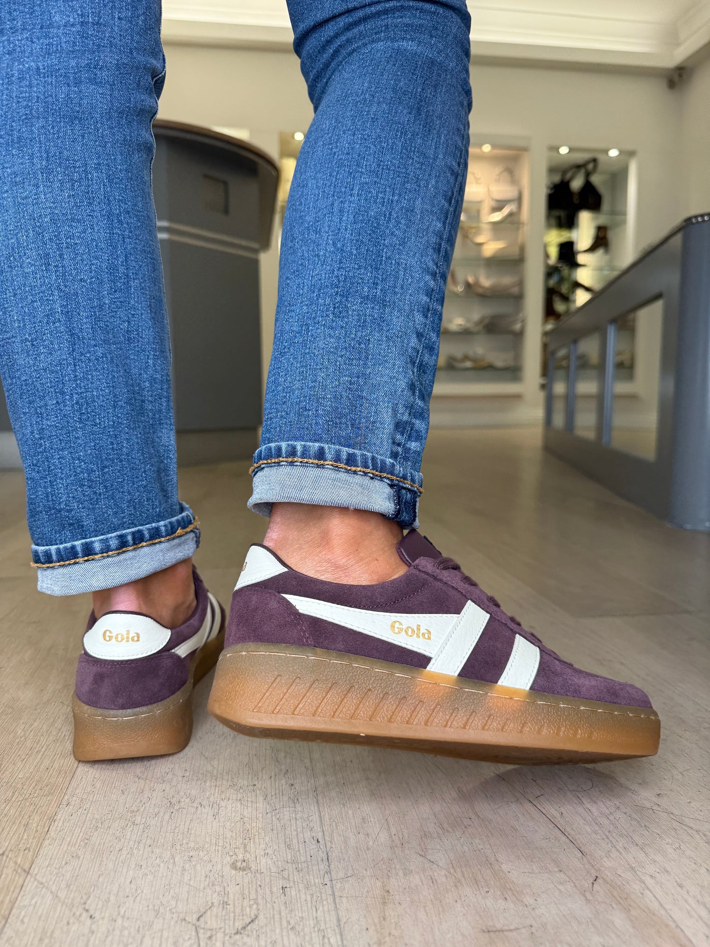 Gola - Grandslam Plum Suede Trainer With White Trim
