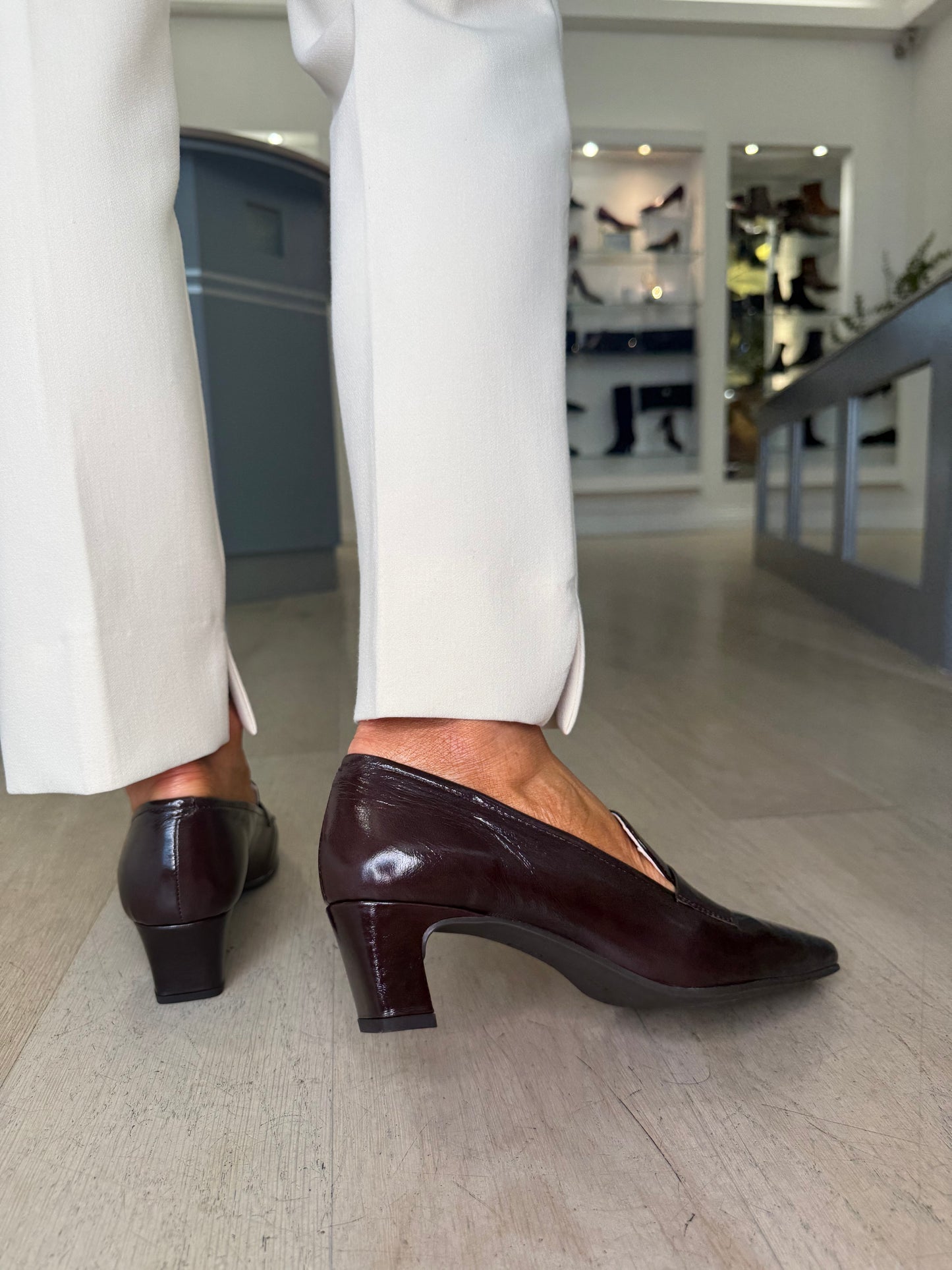 Unisa - Rich Brown Flexy Patent Slip On Shoe