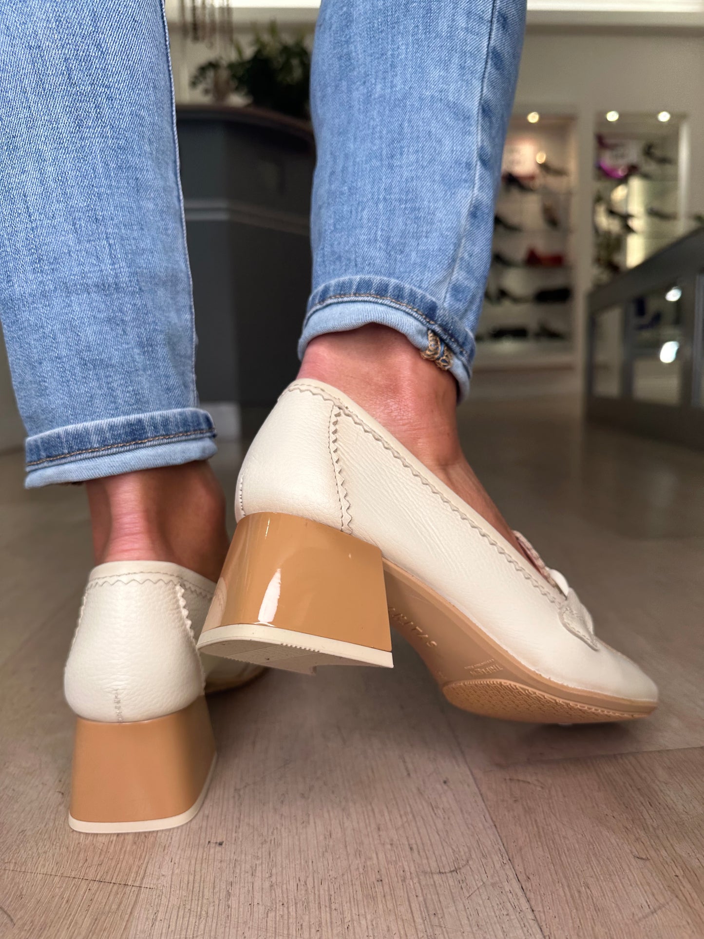 Hispanitas - Rich Cream Loafer Style Shoe With Block Heel