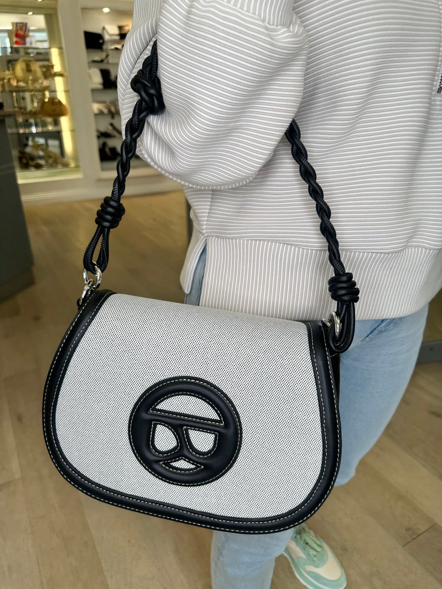 Binanri - Black/White Check Satchel Bag