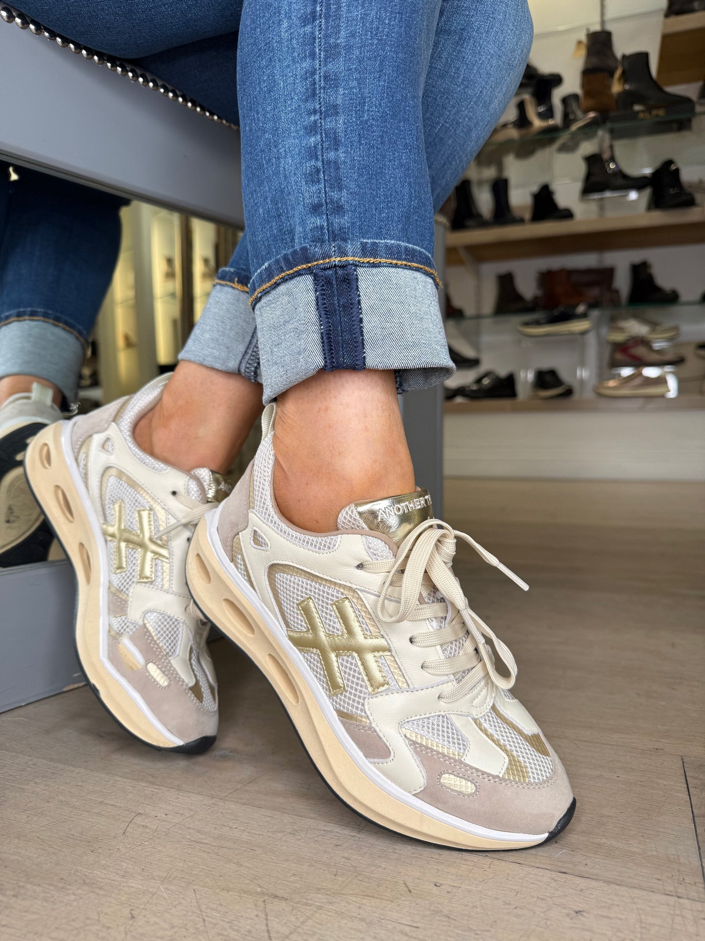 Another Trend - Cream & Beige Mix Sporty Sole Trainer