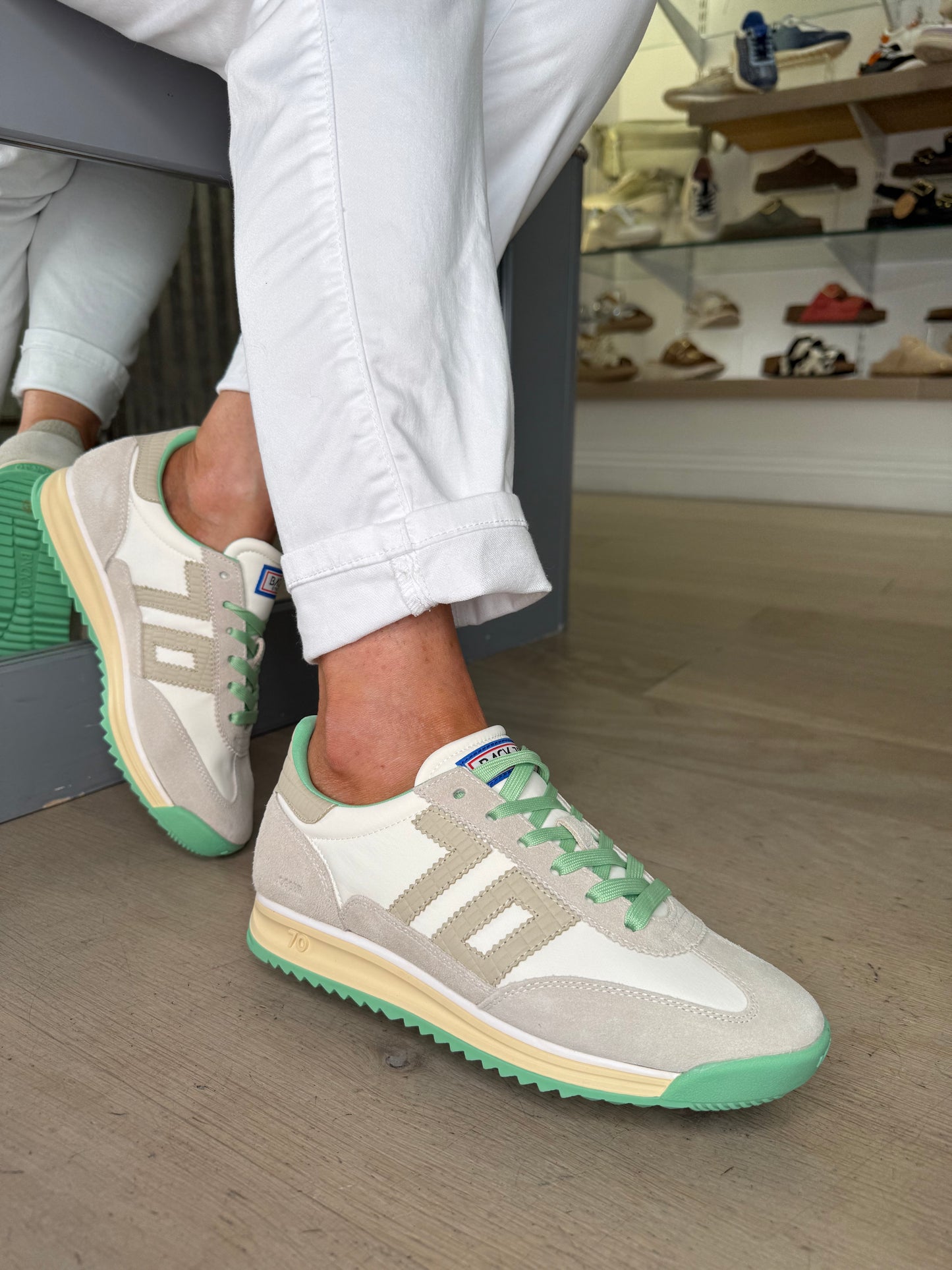Back 70 - Mint Green/Stone Suede Trainer