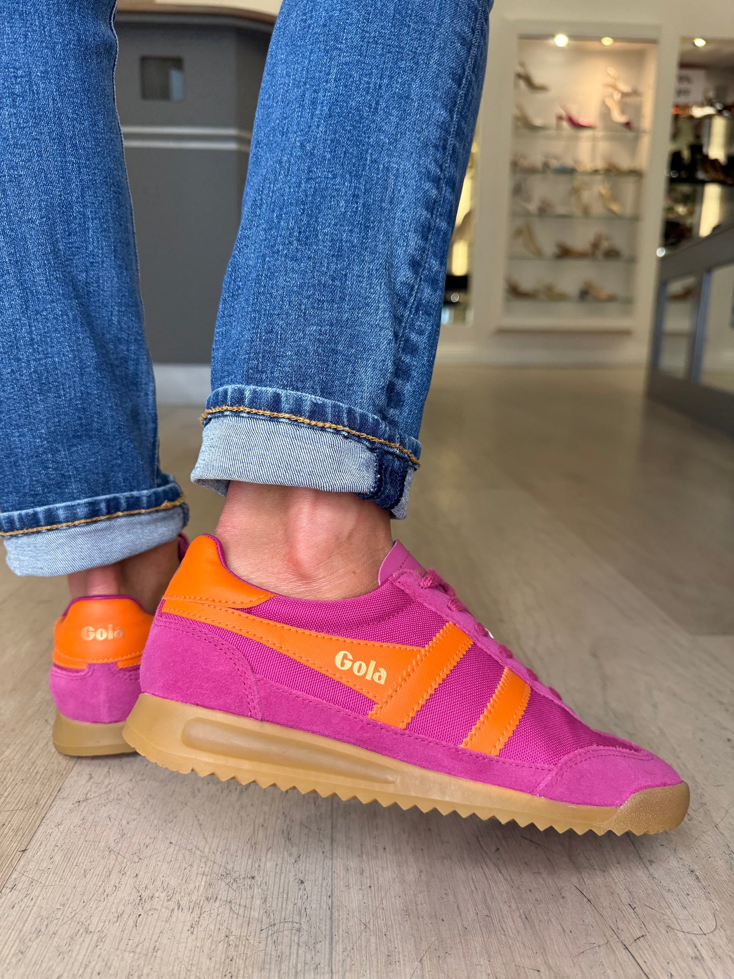 Gola - Tornado Fuchsia Pink Trainer With Orange Trim