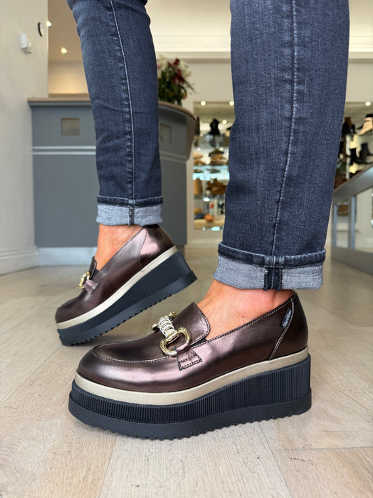 Marco Moreo - Bronze Metallic Nappa Leather Slip On Chunky Sole Shoe