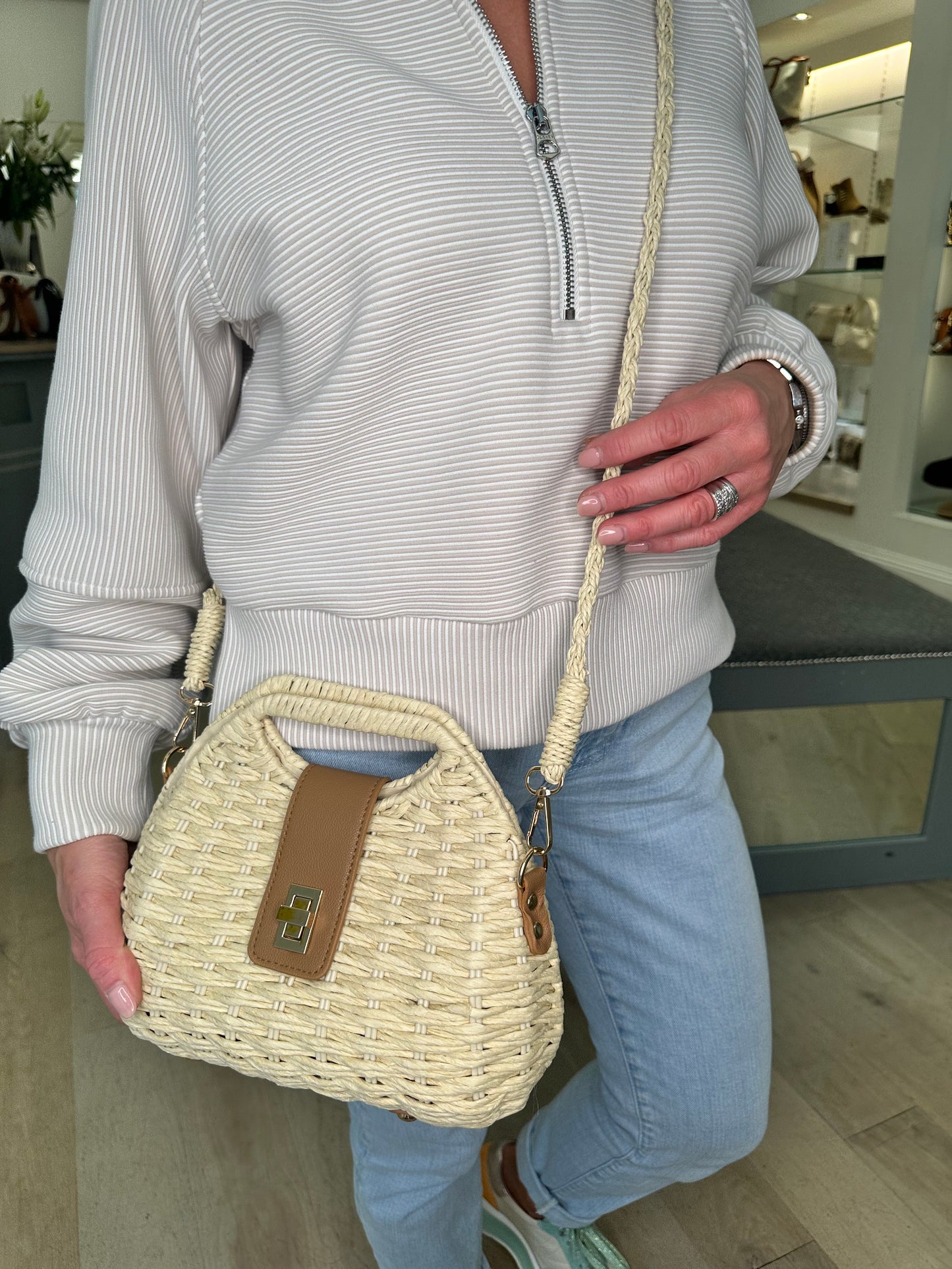 Gaimo - Cream Basket Weave Bag